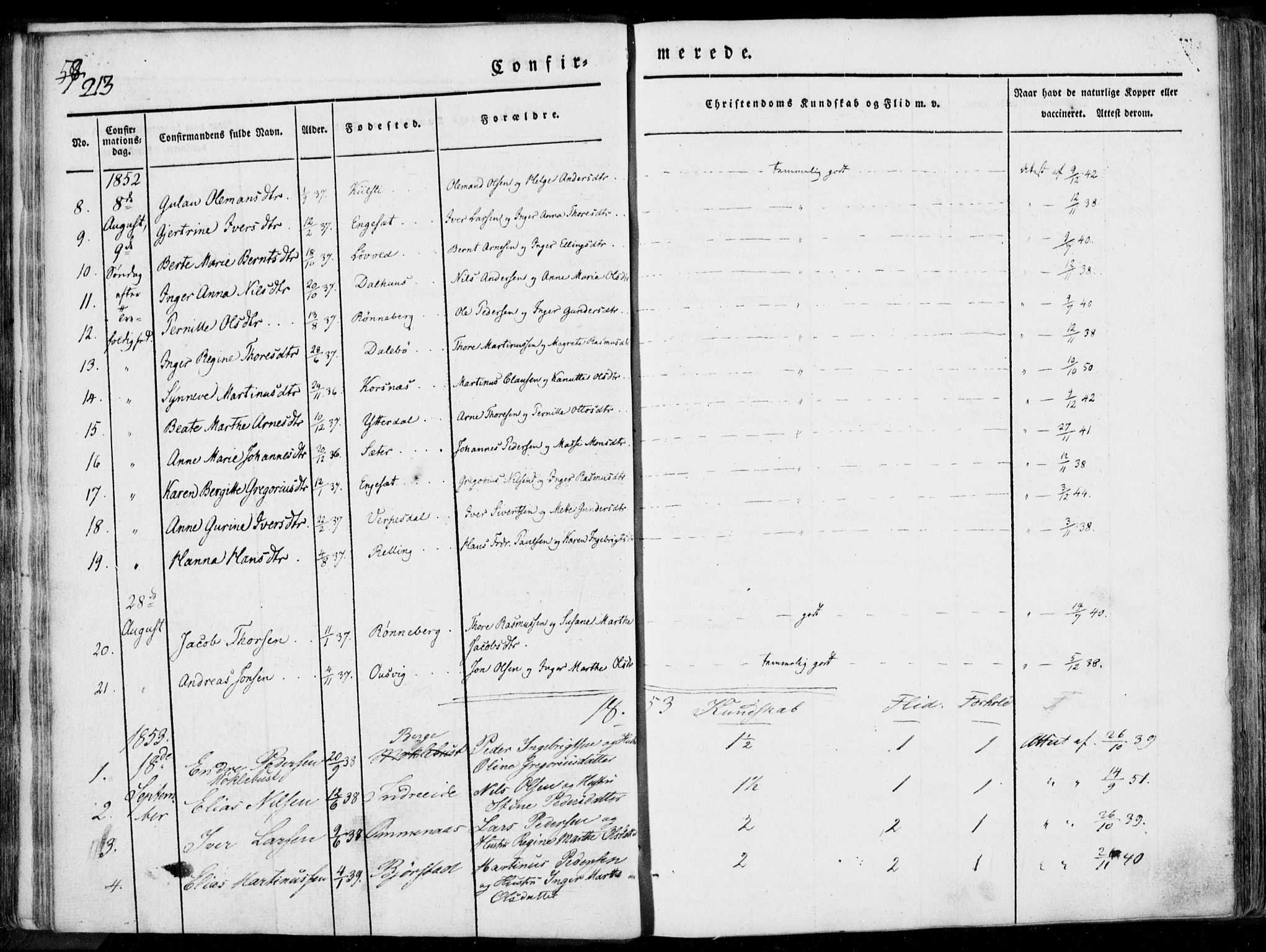 Ministerialprotokoller, klokkerbøker og fødselsregistre - Møre og Romsdal, SAT/A-1454/519/L0248: Parish register (official) no. 519A07, 1829-1860, p. 213