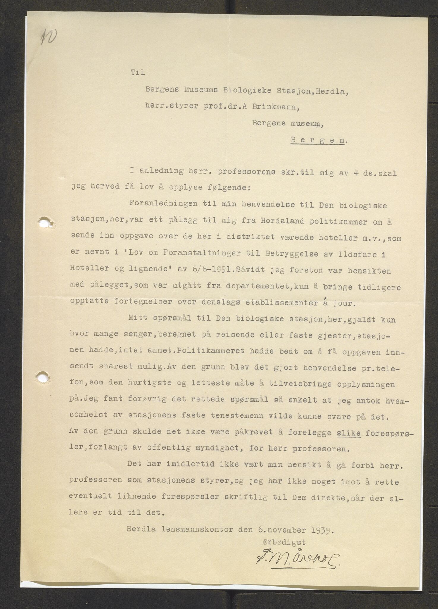 Bergens Museum, AV/SAB-A-17301/13/D/L0002: Korrespondanse , 1928-1940, p. 315
