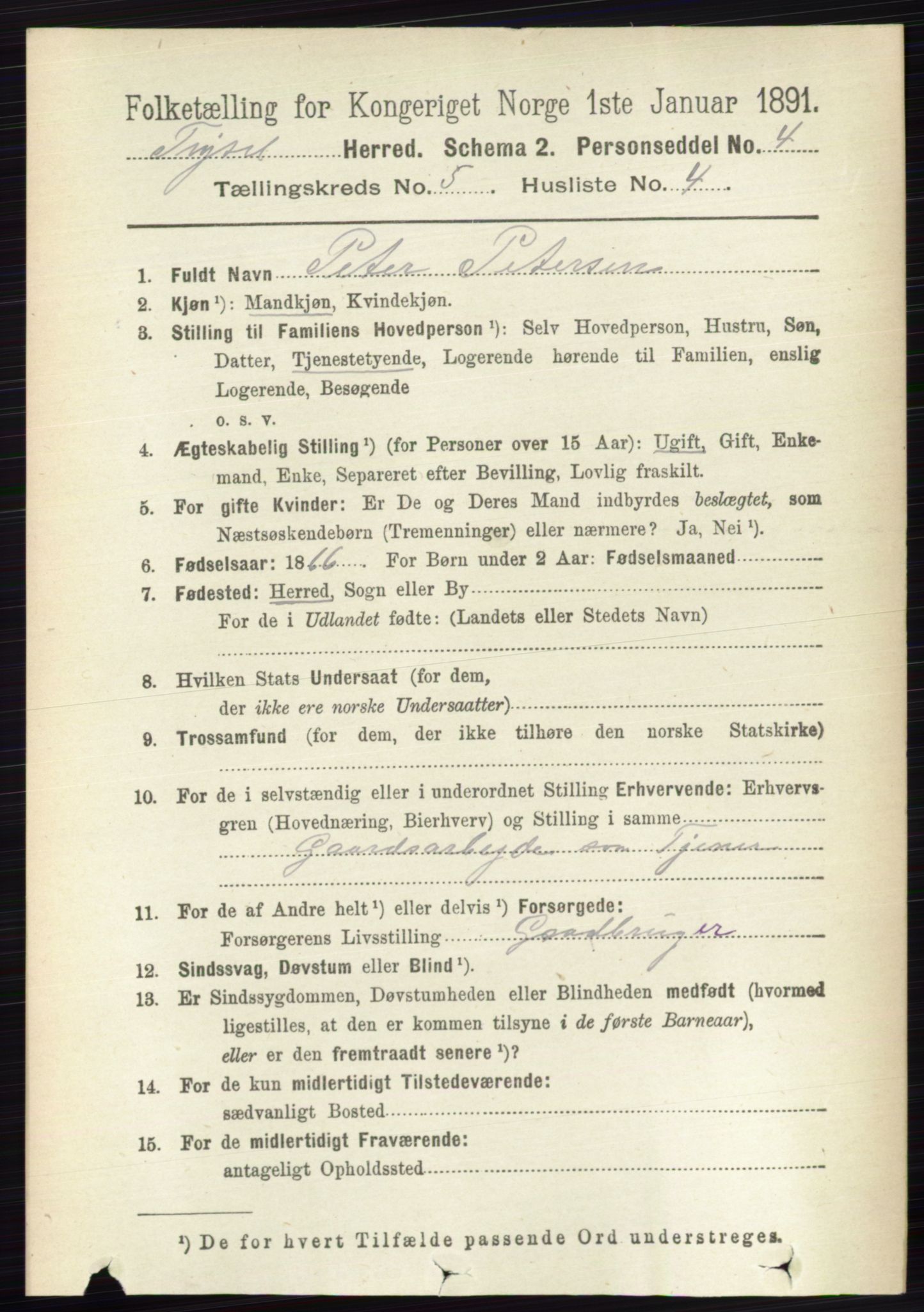 RA, 1891 census for 0428 Trysil, 1891, p. 2327