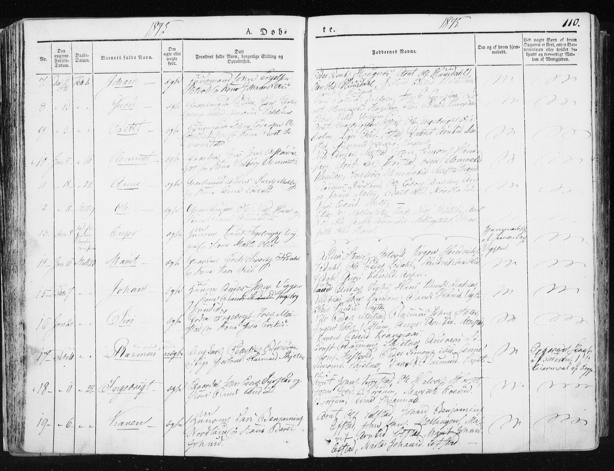 Ministerialprotokoller, klokkerbøker og fødselsregistre - Sør-Trøndelag, SAT/A-1456/665/L0771: Parish register (official) no. 665A06, 1830-1856, p. 110