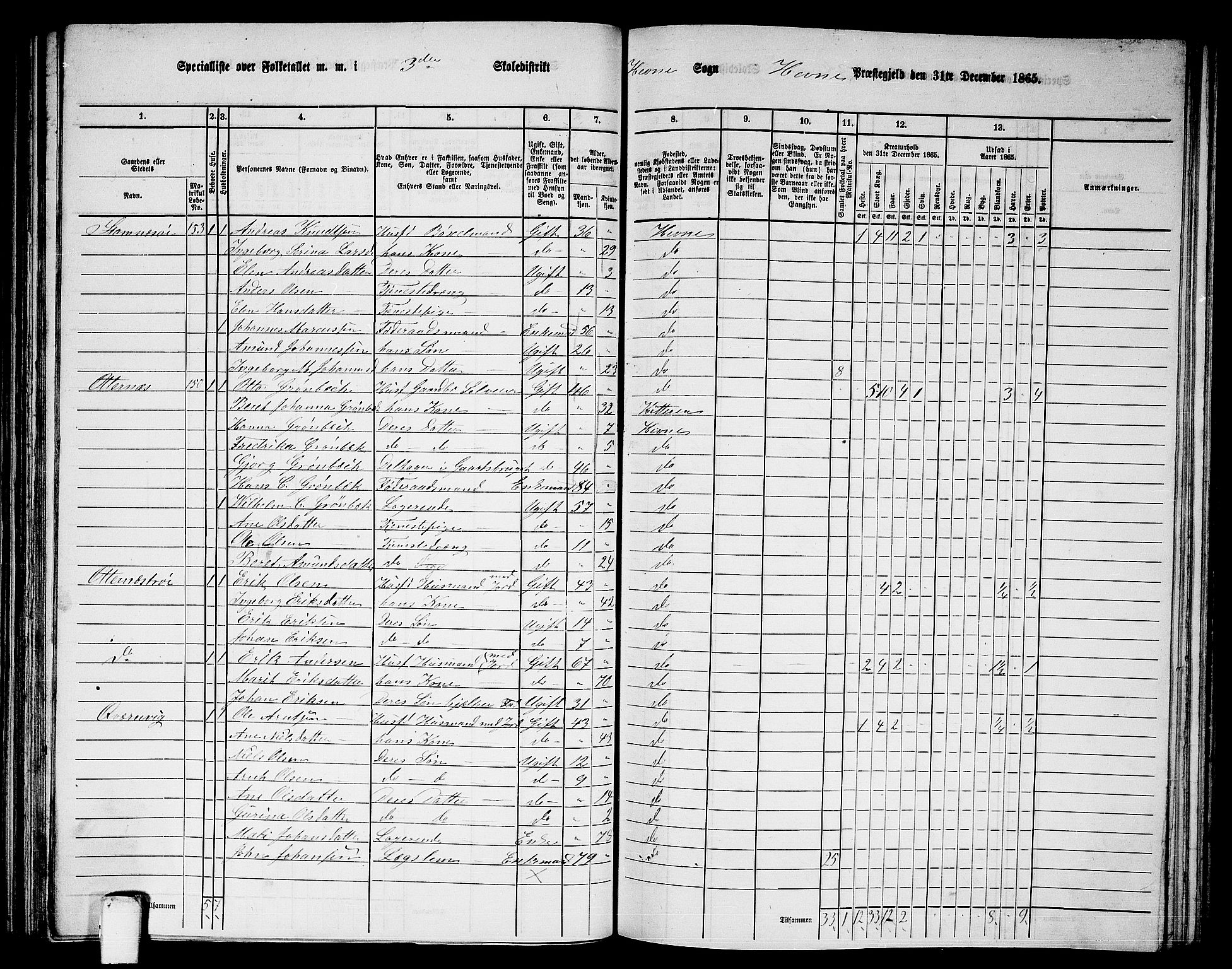 RA, 1865 census for Hemne, 1865, p. 76