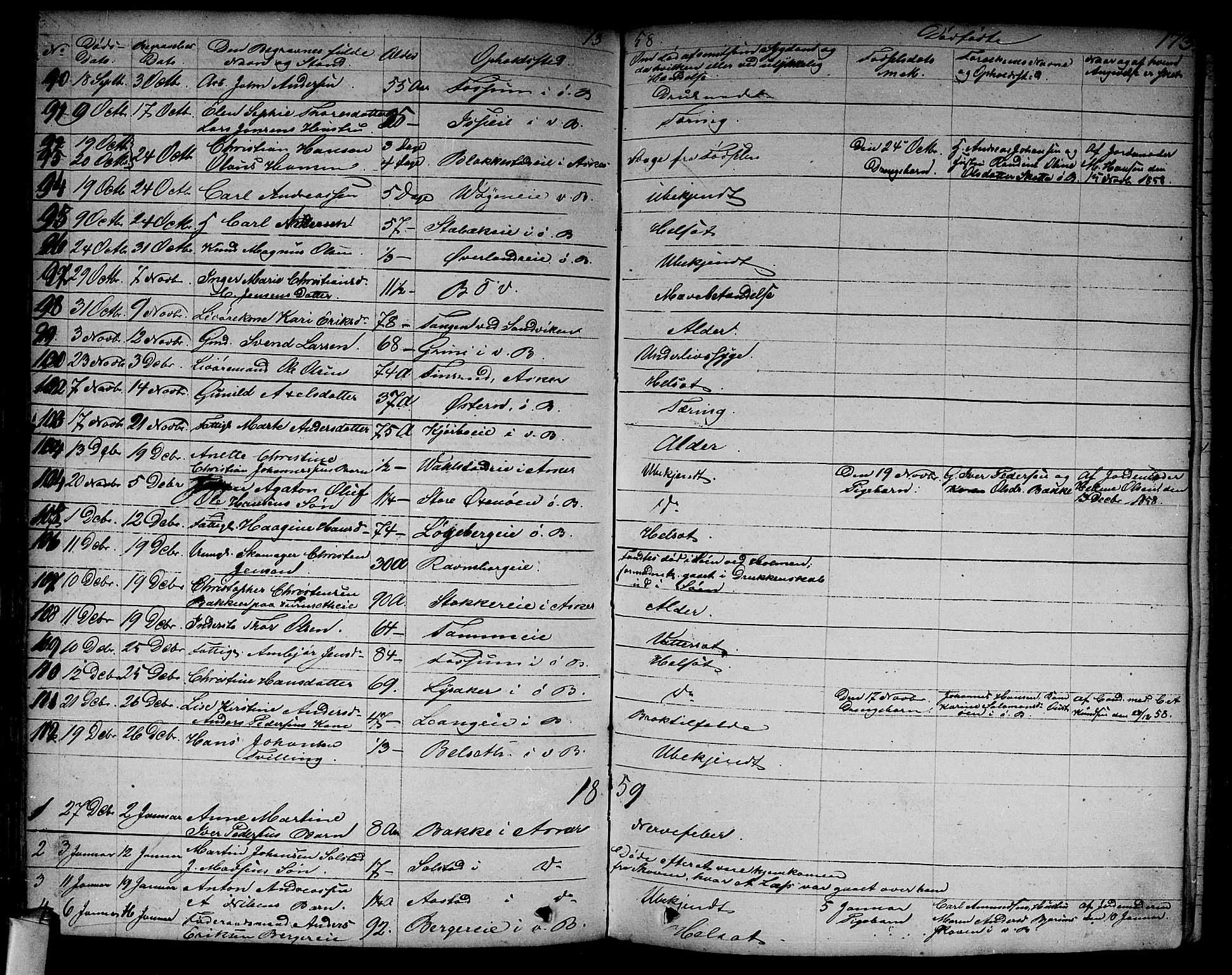 Asker prestekontor Kirkebøker, SAO/A-10256a/F/Fa/L0011: Parish register (official) no. I 11, 1825-1878, p. 173