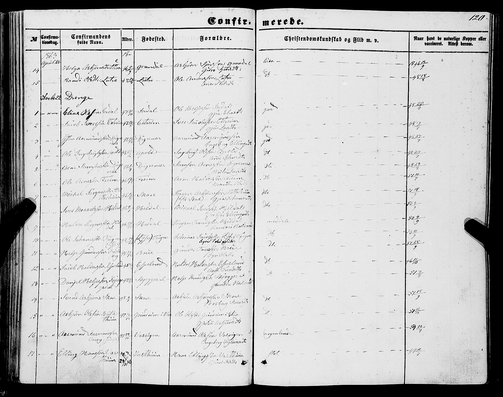 Ullensvang sokneprestembete, AV/SAB-A-78701/H/Haa: Parish register (official) no. A 11, 1854-1866, p. 120