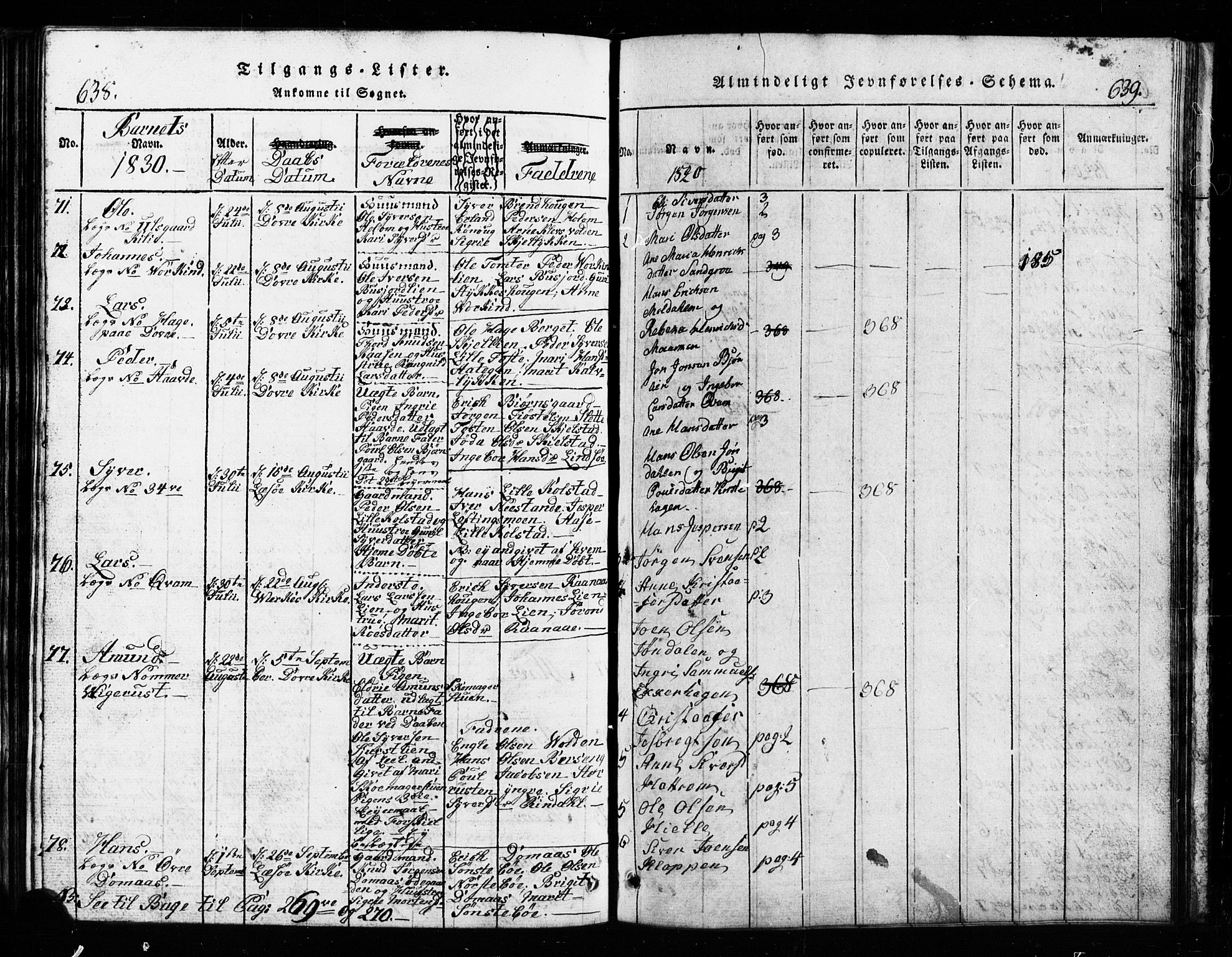 Lesja prestekontor, SAH/PREST-068/H/Ha/Hab/L0001: Parish register (copy) no. 1, 1820-1831, p. 638-639