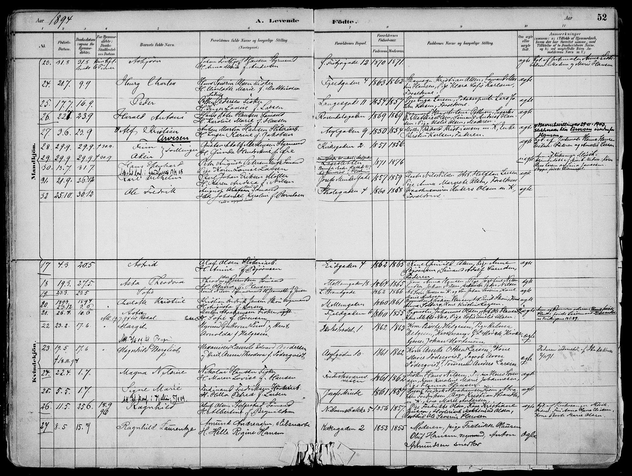 Larvik kirkebøker, AV/SAKO-A-352/F/Fb/L0004: Parish register (official) no. II 4, 1884-1902, p. 52