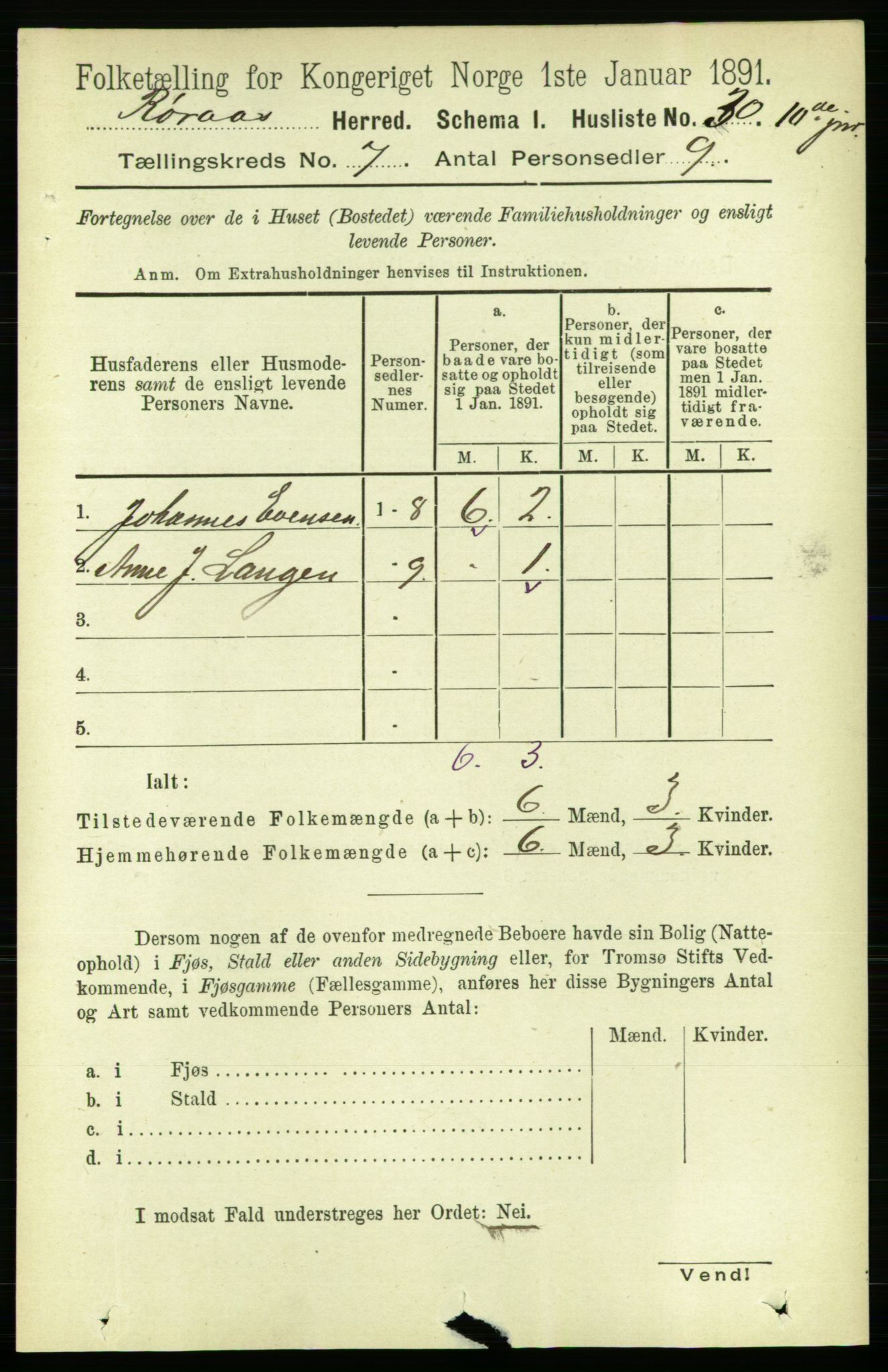 RA, 1891 census for 1640 Røros, 1891, p. 1370