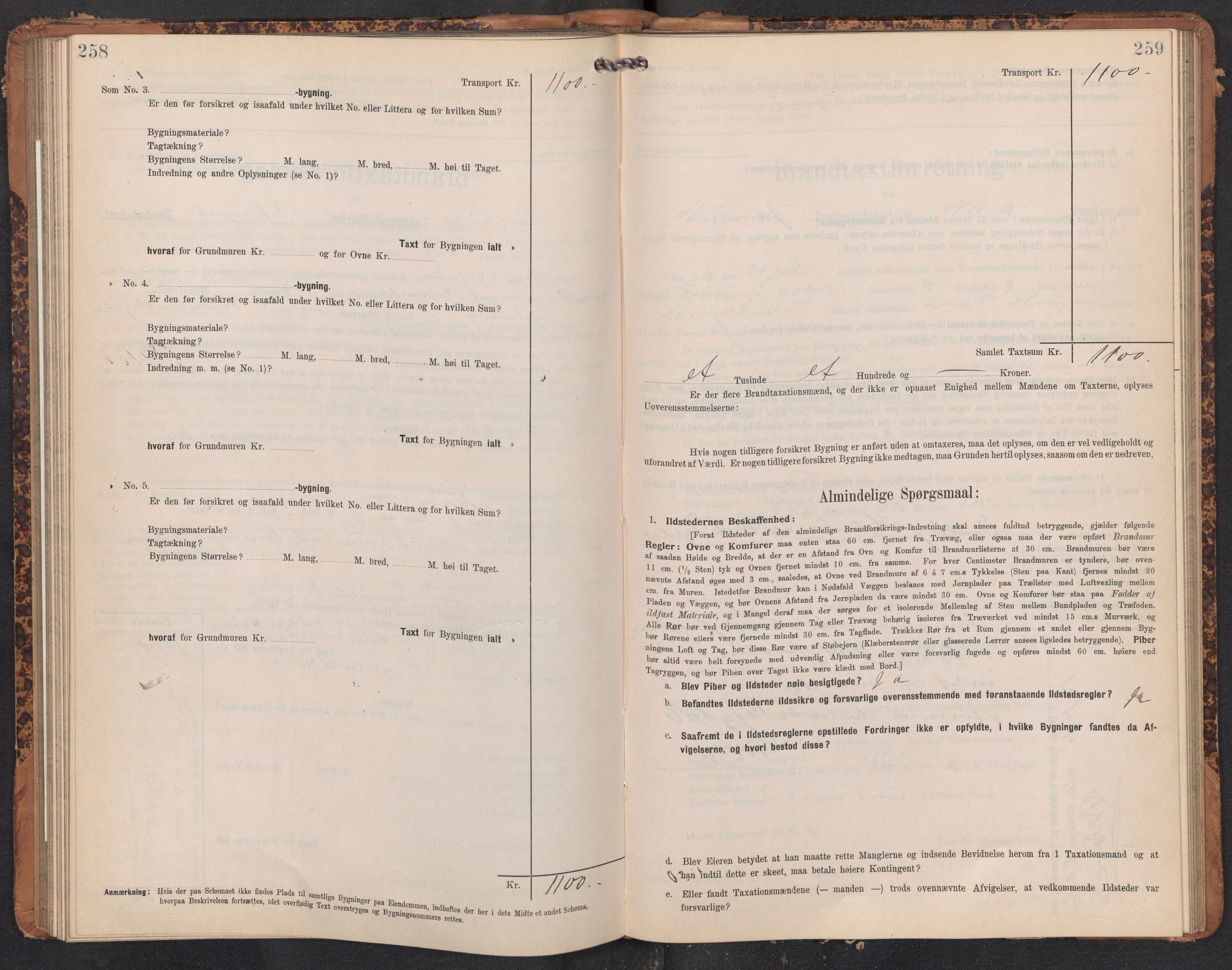 Lensmannen i Aurland, AV/SAB-A-26401/0012/L0005: Branntakstprotokoll, skjematakst, 1909-1916, p. 258-259