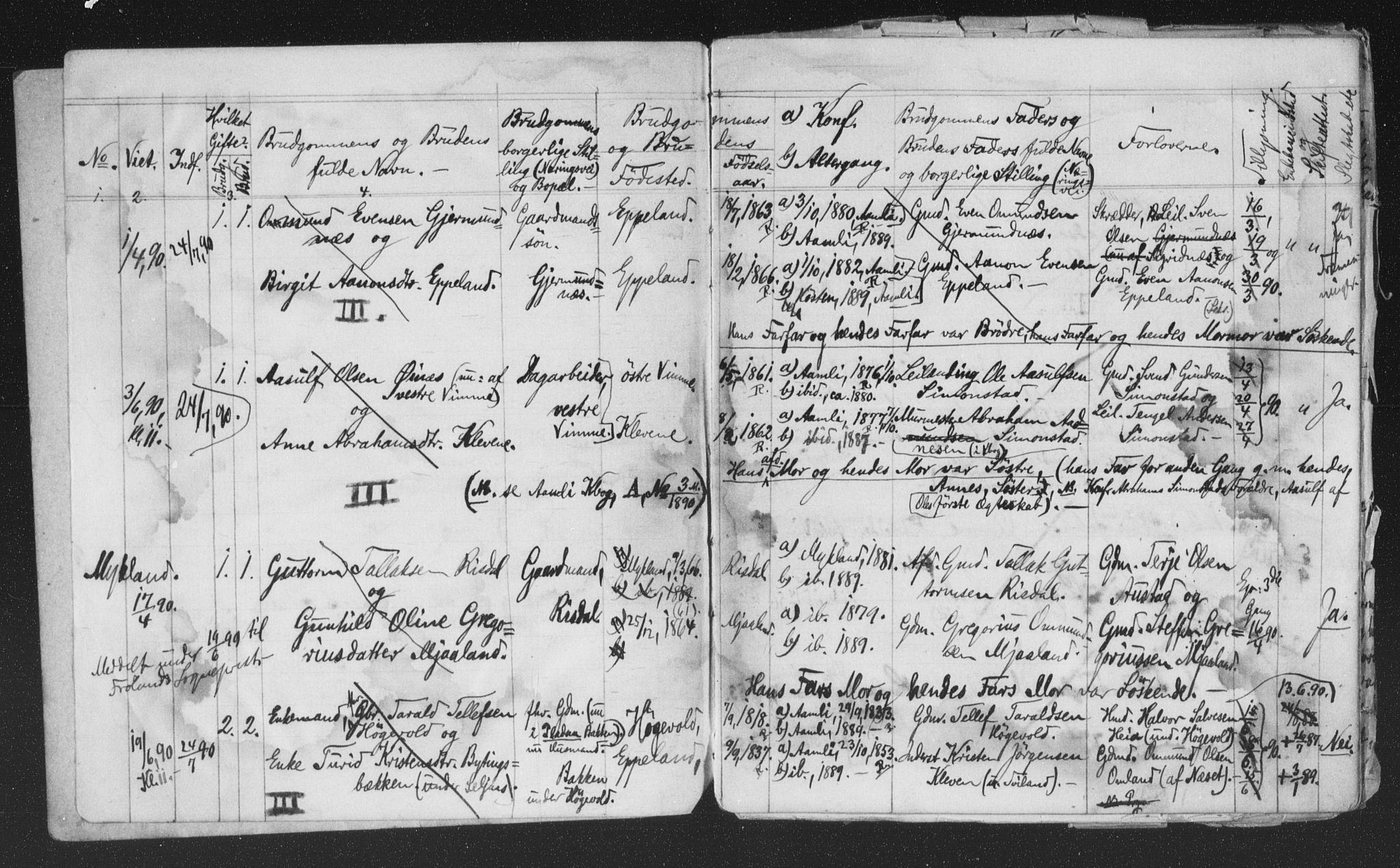Åmli sokneprestkontor, AV/SAK-1111-0050/F/Fe/L0004: Banns register no. A VI 41a, 1890-1892