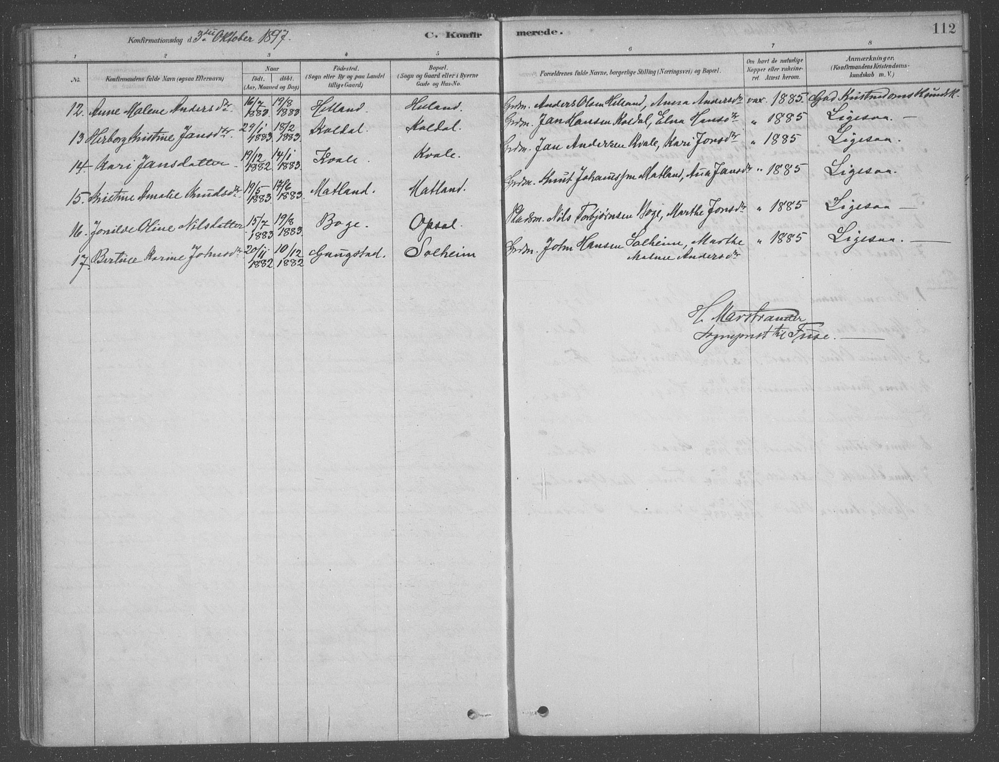 Fusa sokneprestembete, AV/SAB-A-75401/H/Haa: Parish register (official) no. B 1, 1880-1938, p. 112