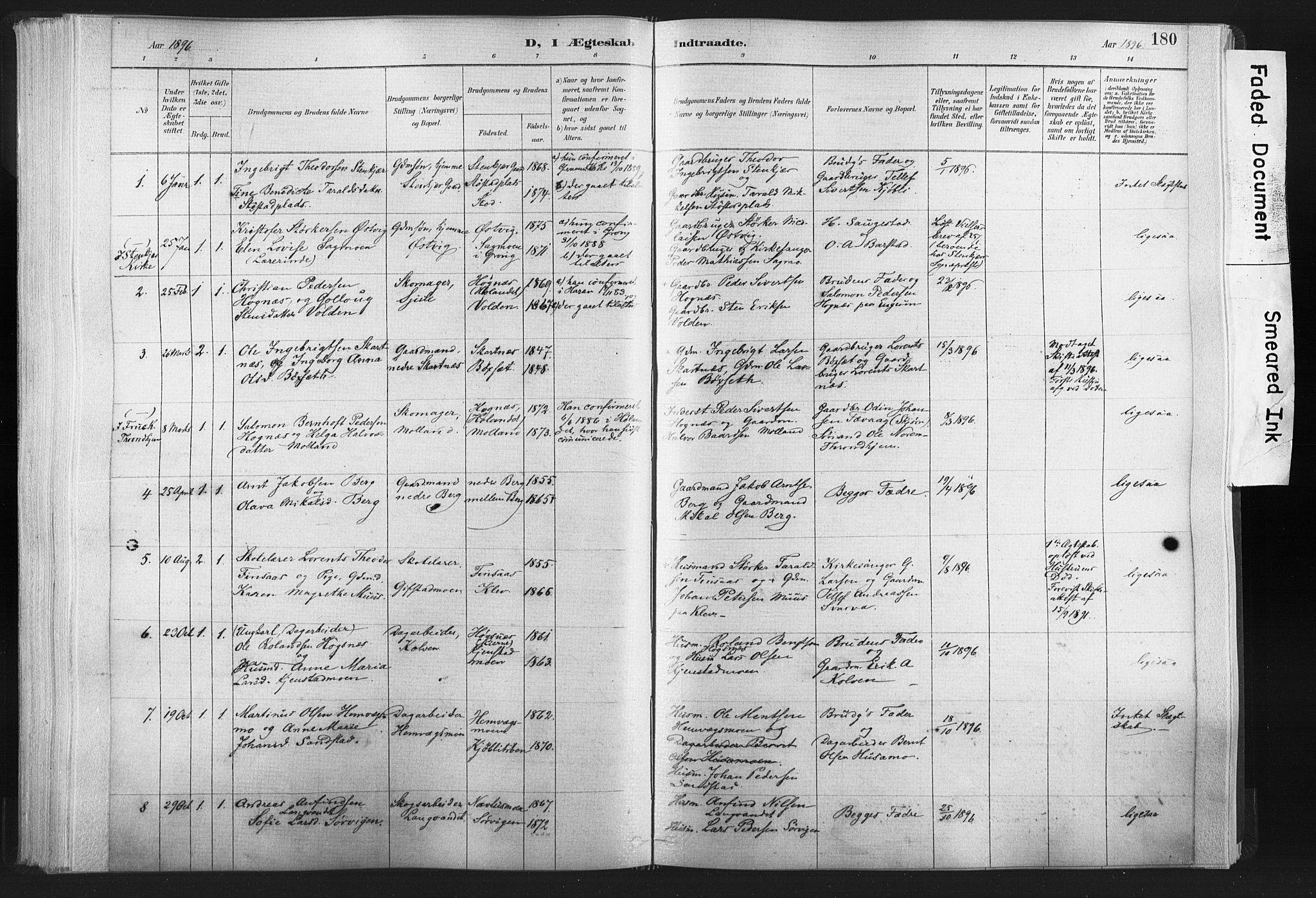 Ministerialprotokoller, klokkerbøker og fødselsregistre - Nord-Trøndelag, AV/SAT-A-1458/749/L0474: Parish register (official) no. 749A08, 1887-1903, p. 180