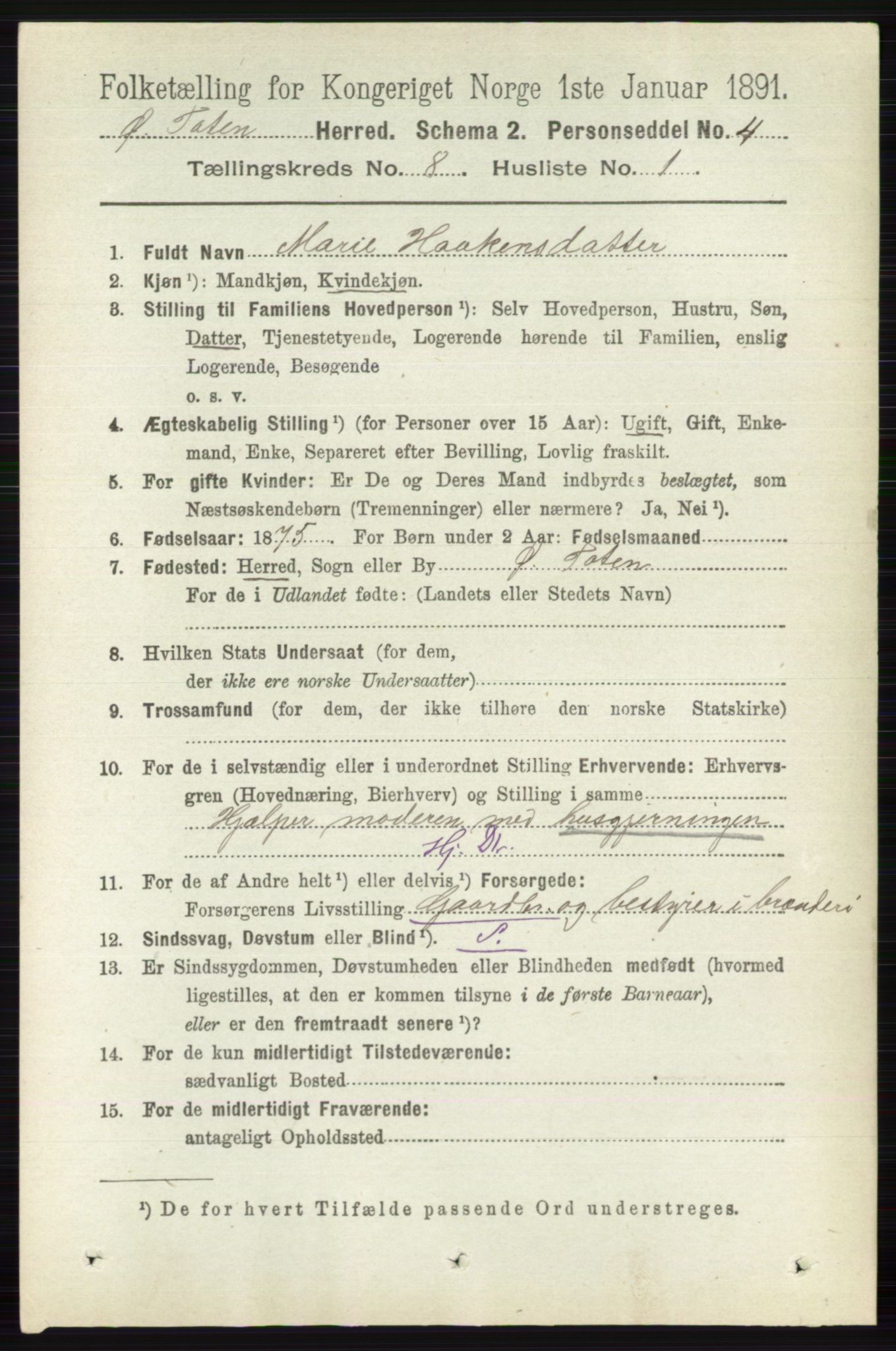 RA, 1891 census for 0528 Østre Toten, 1891, p. 5017