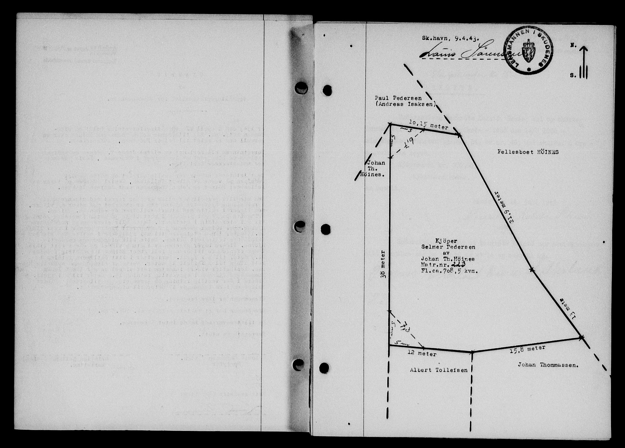 Karmsund sorenskriveri, SAST/A-100311/01/II/IIB/L0080: Mortgage book no. 61A, 1943-1943, Diary no: : 1462/1943