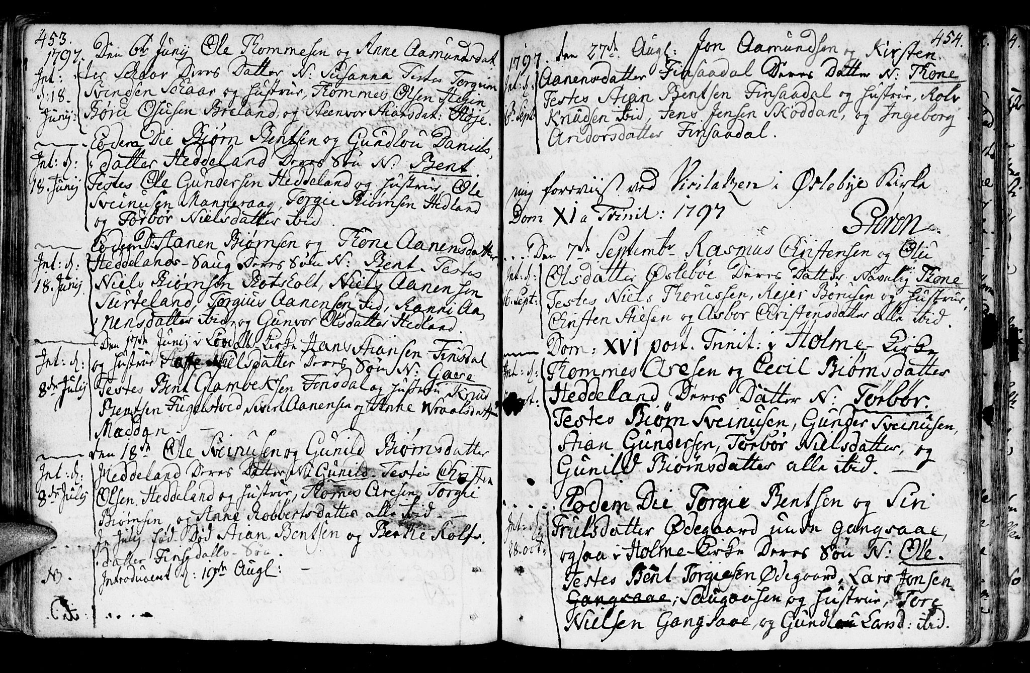 Holum sokneprestkontor, AV/SAK-1111-0022/F/Fa/Fac/L0001: Parish register (official) no. A 1, 1773-1820, p. 453-454