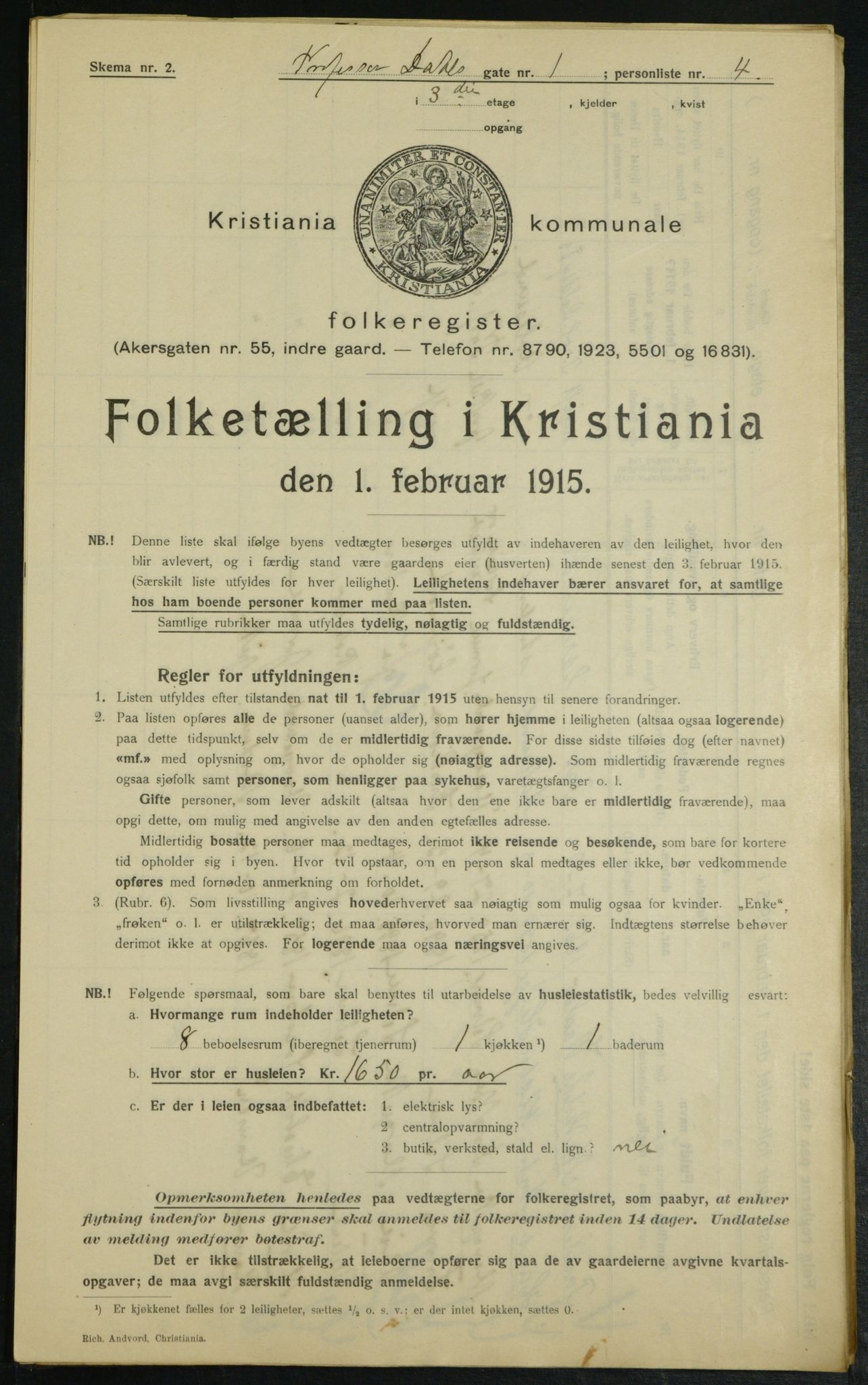 OBA, Municipal Census 1915 for Kristiania, 1915, p. 81065