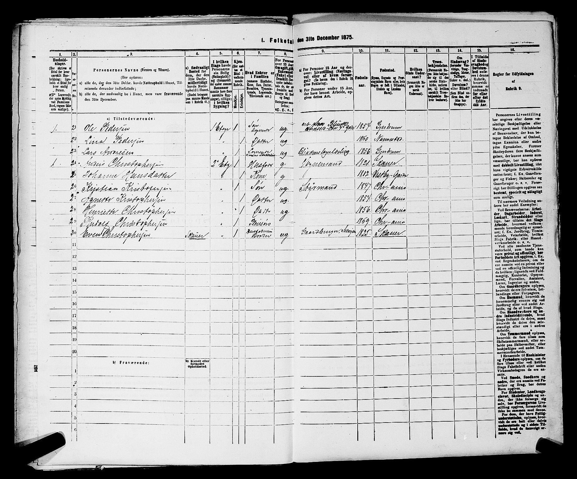 RA, 1875 census for 0218bP Østre Aker, 1875, p. 208