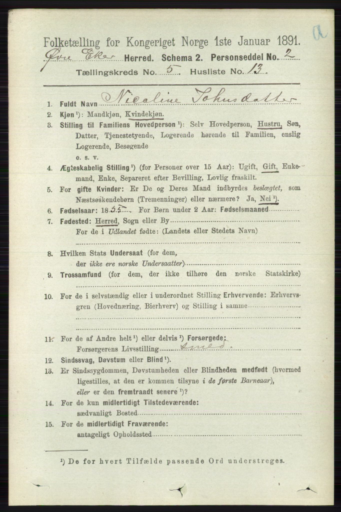 RA, 1891 census for 0624 Øvre Eiker, 1891, p. 1879