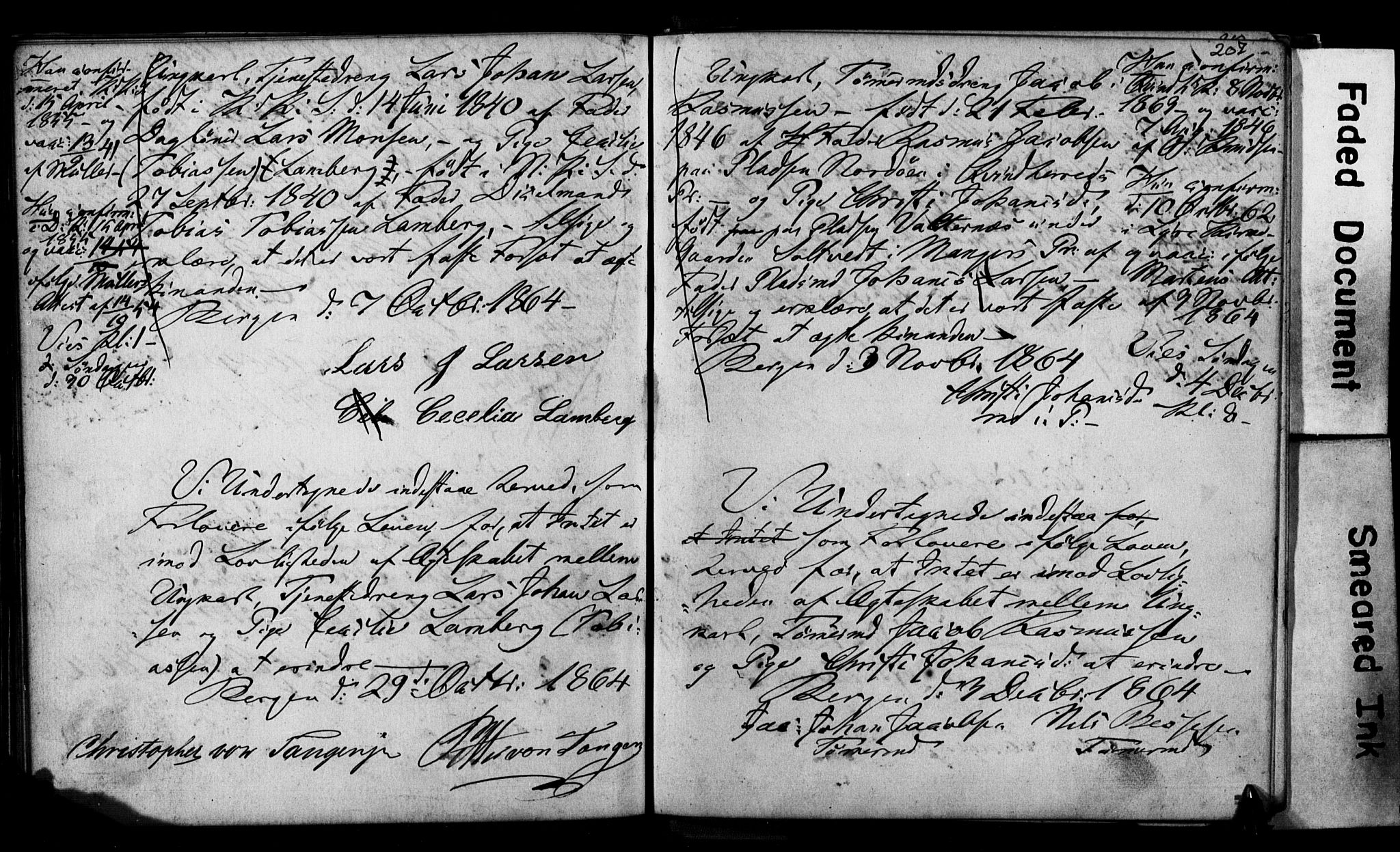 Korskirken sokneprestembete, AV/SAB-A-76101: Best man's statements no. II.5.2, 1859-1865, p. 207