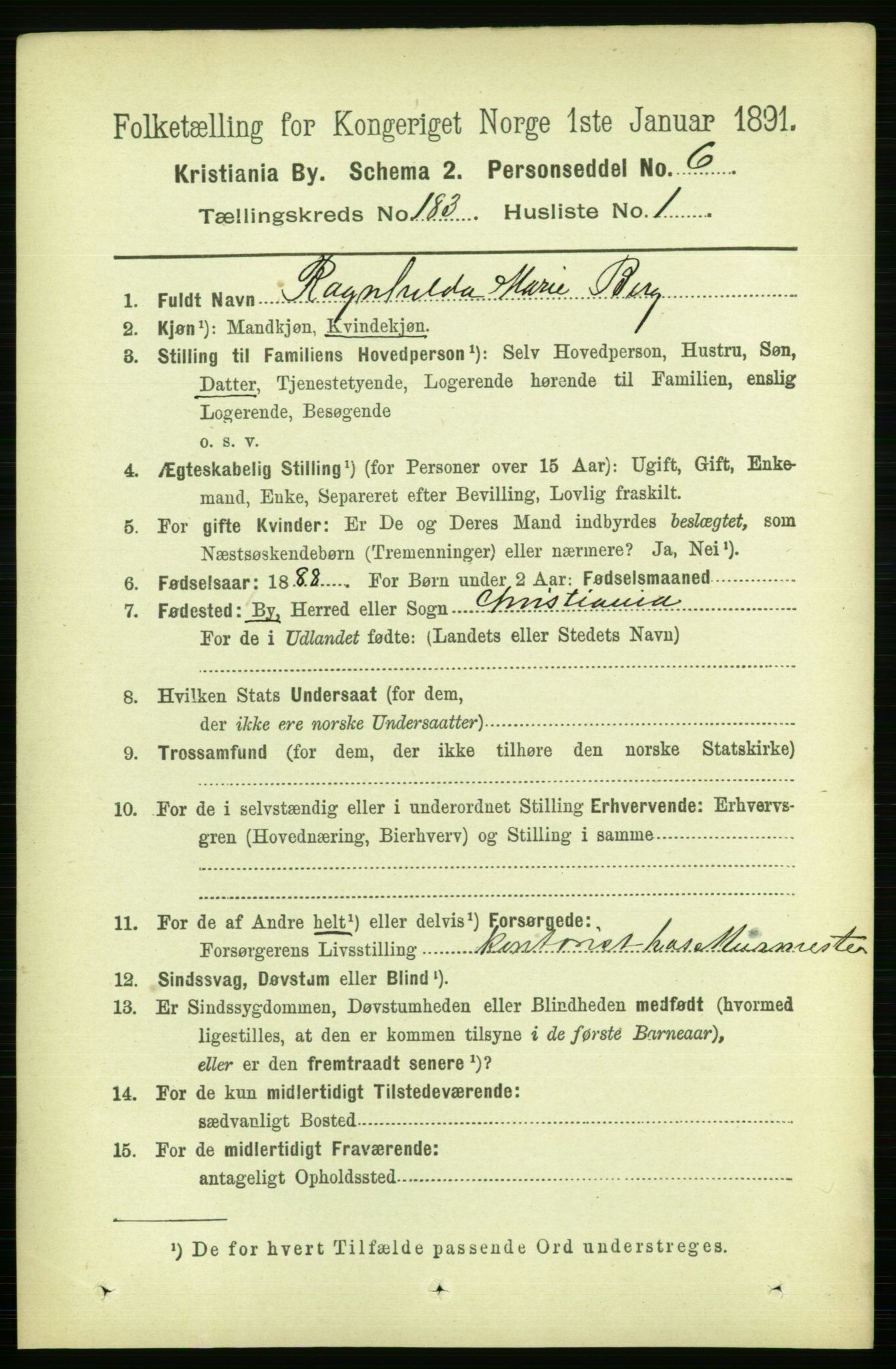 RA, 1891 census for 0301 Kristiania, 1891, p. 109263