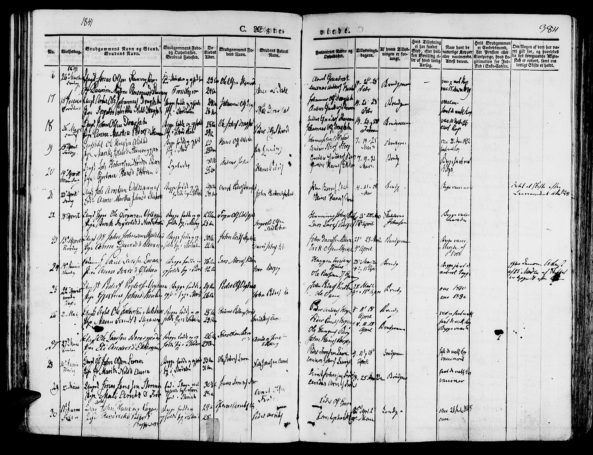 Ministerialprotokoller, klokkerbøker og fødselsregistre - Nord-Trøndelag, SAT/A-1458/709/L0072: Parish register (official) no. 709A12, 1833-1844, p. 384