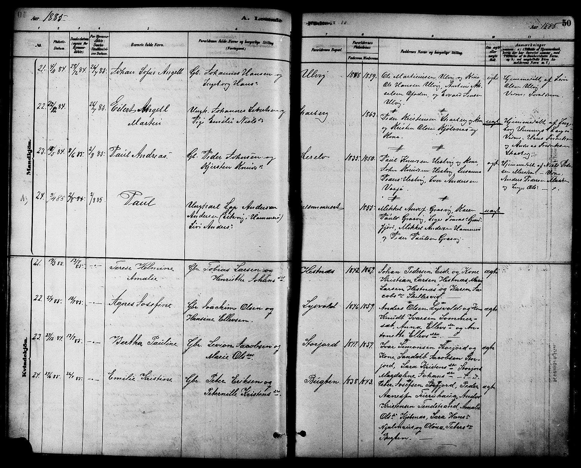 Ministerialprotokoller, klokkerbøker og fødselsregistre - Nordland, AV/SAT-A-1459/861/L0868: Parish register (official) no. 861A03, 1879-1889, p. 50