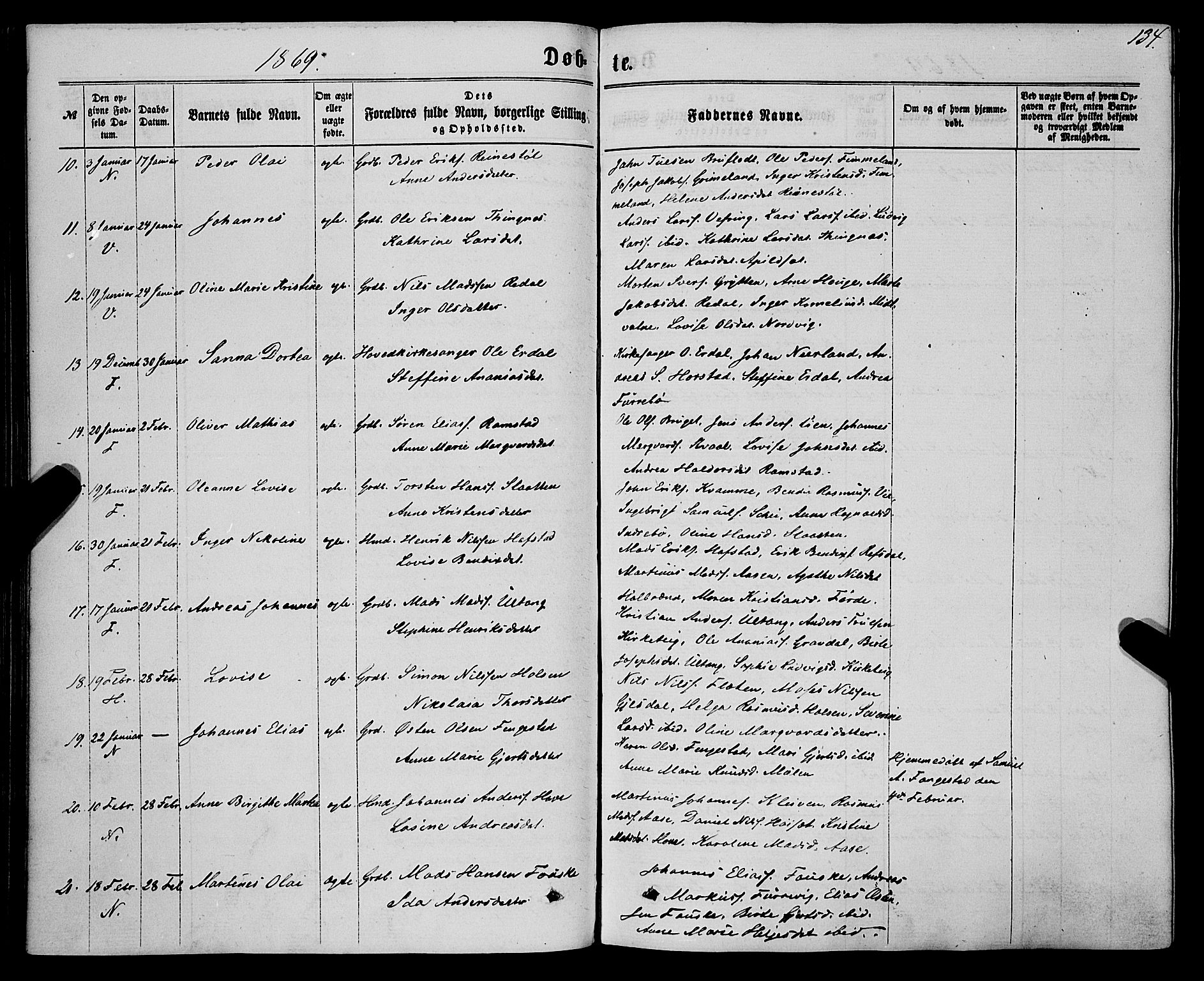 Førde sokneprestembete, SAB/A-79901/H/Haa/Haaa/L0009: Parish register (official) no. A 9, 1861-1877, p. 134