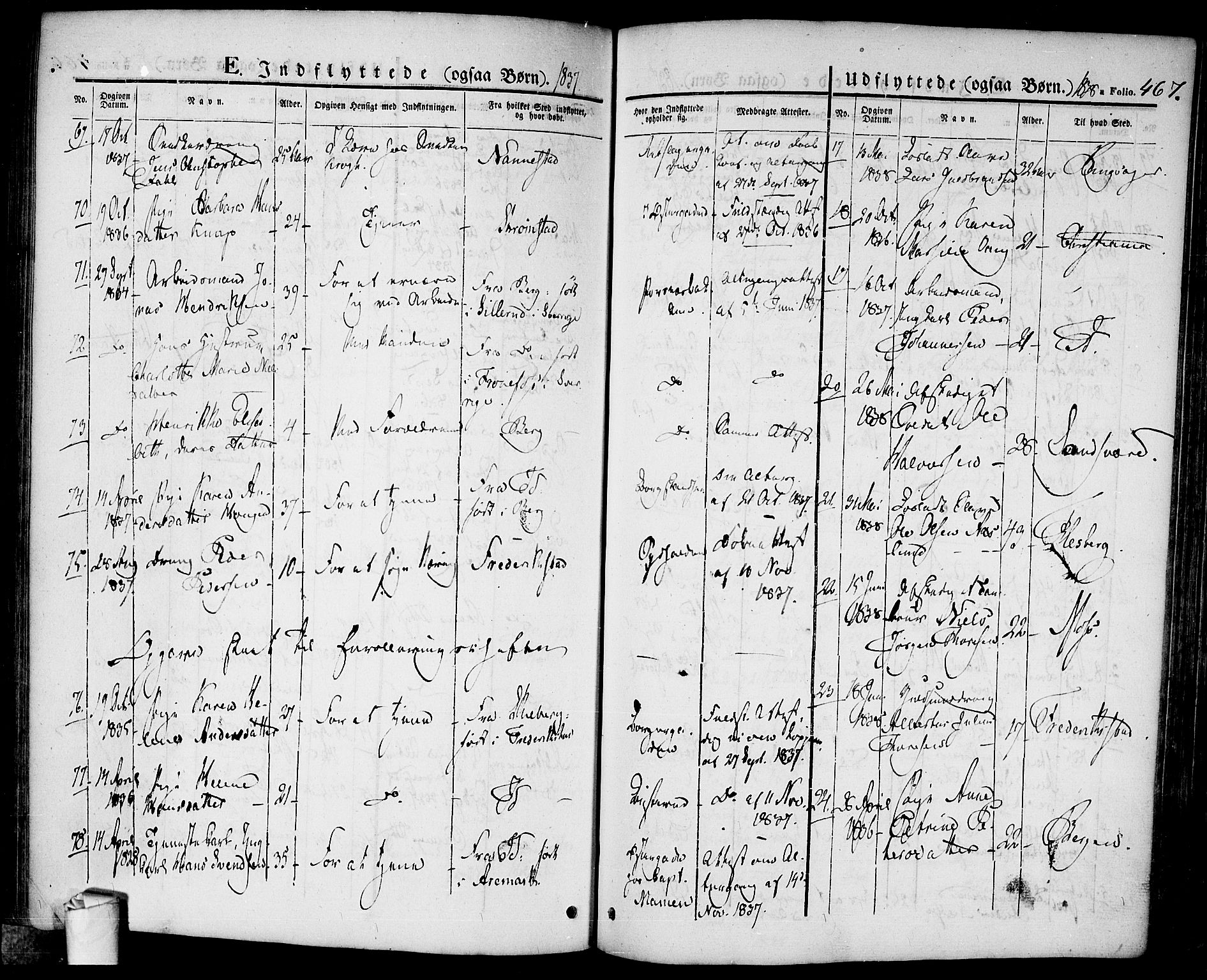 Halden prestekontor Kirkebøker, AV/SAO-A-10909/F/Fa/L0005: Parish register (official) no. I 5, 1834-1845, p. 467