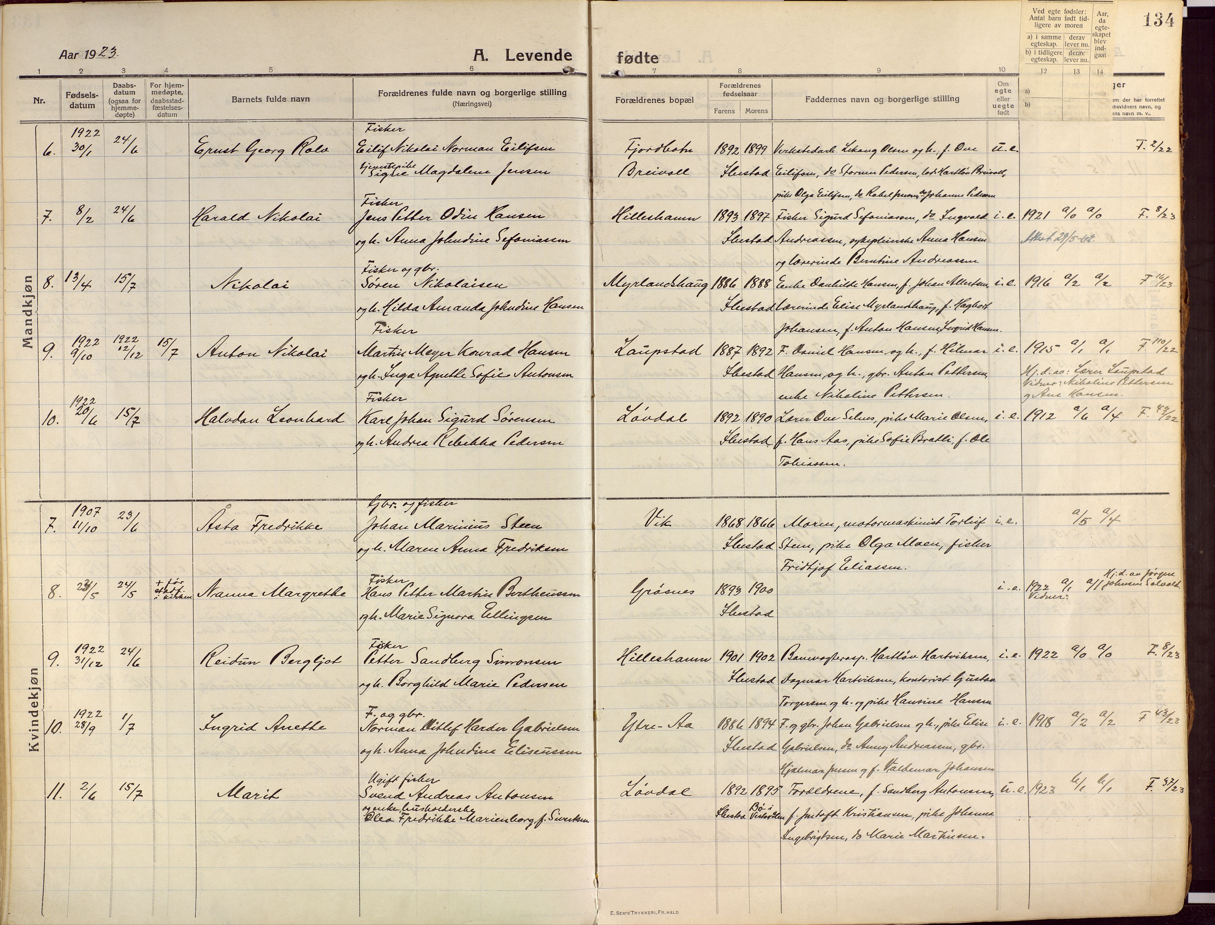 Ibestad sokneprestembete, AV/SATØ-S-0077/H/Ha/Haa/L0018kirke: Parish register (official) no. 18, 1915-1929, p. 134