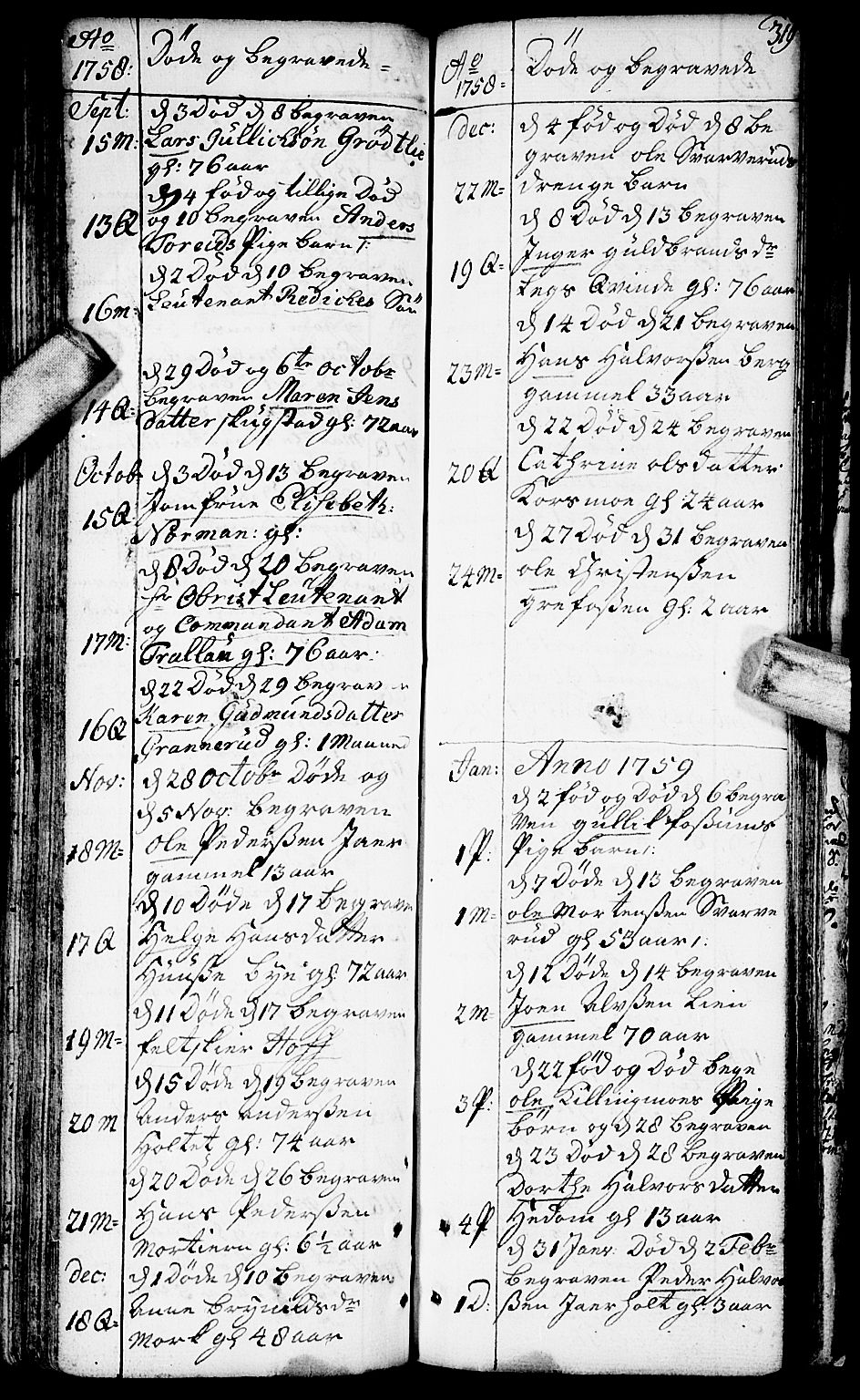 Aurskog prestekontor Kirkebøker, SAO/A-10304a/F/Fa/L0002: Parish register (official) no. I 2, 1735-1766, p. 319