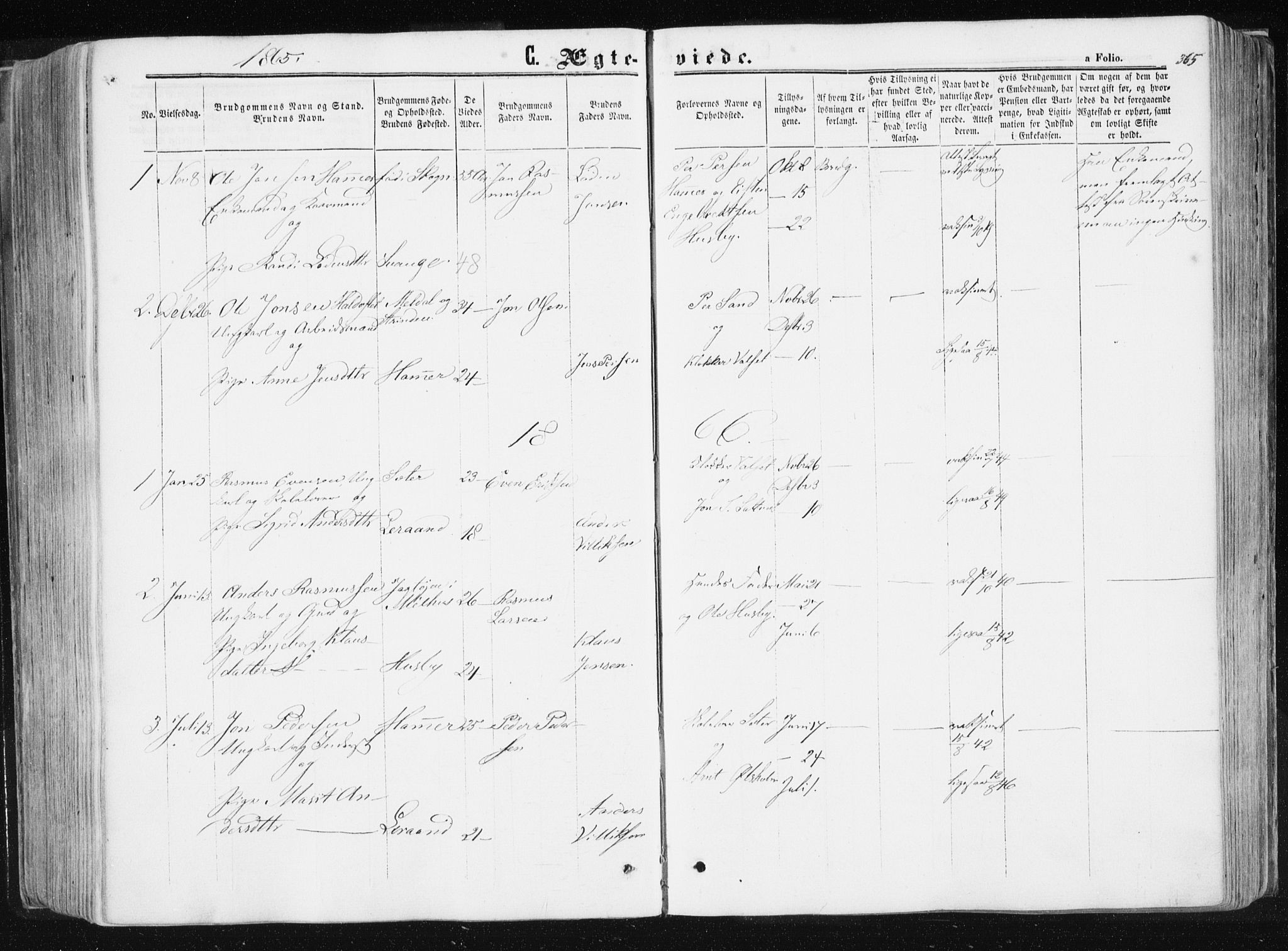 Ministerialprotokoller, klokkerbøker og fødselsregistre - Sør-Trøndelag, SAT/A-1456/612/L0377: Parish register (official) no. 612A09, 1859-1877, p. 365