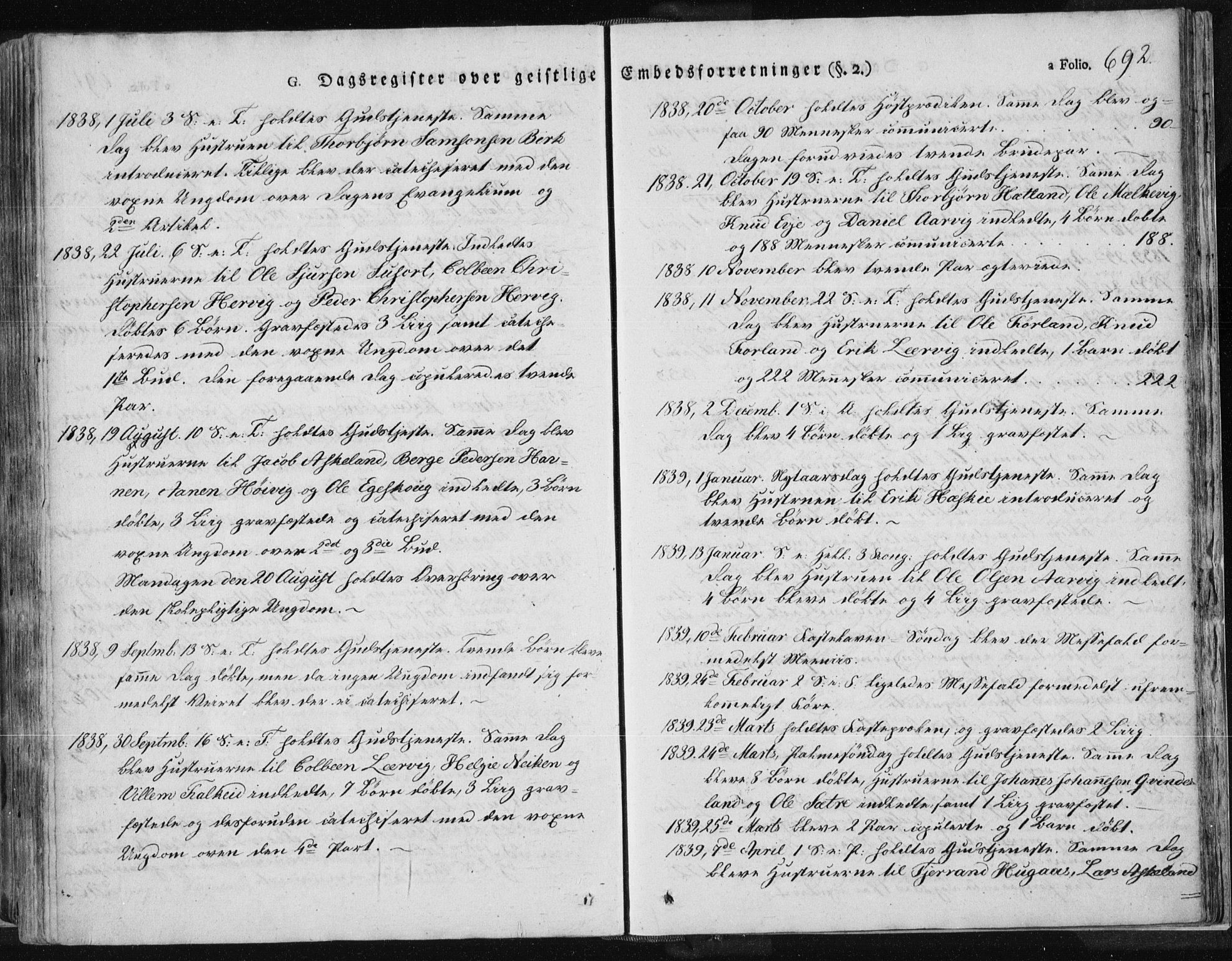 Tysvær sokneprestkontor, SAST/A -101864/H/Ha/Haa/L0001: Parish register (official) no. A 1.2, 1831-1856, p. 692