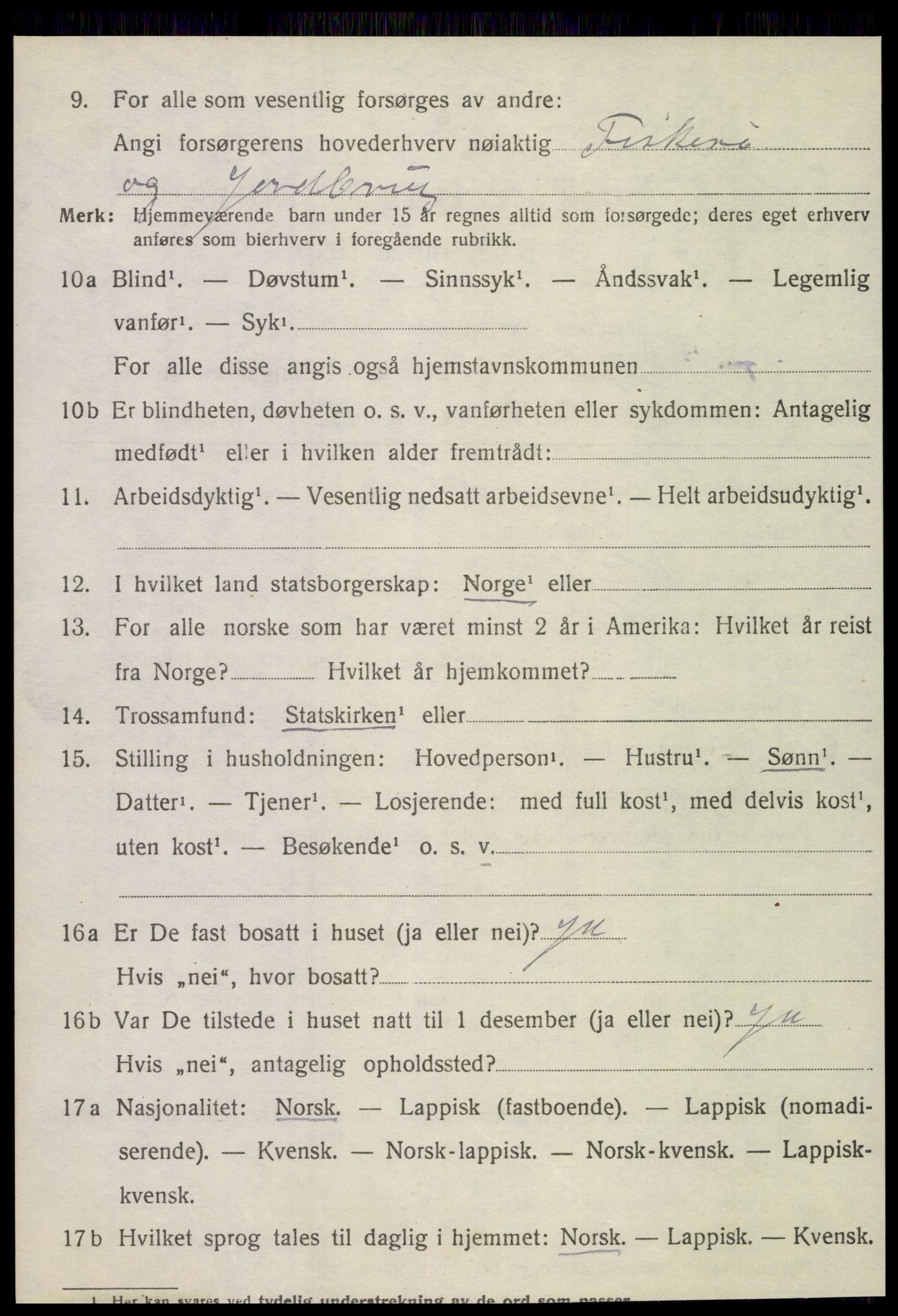 SAT, 1920 census for Tjøtta, 1920, p. 2154