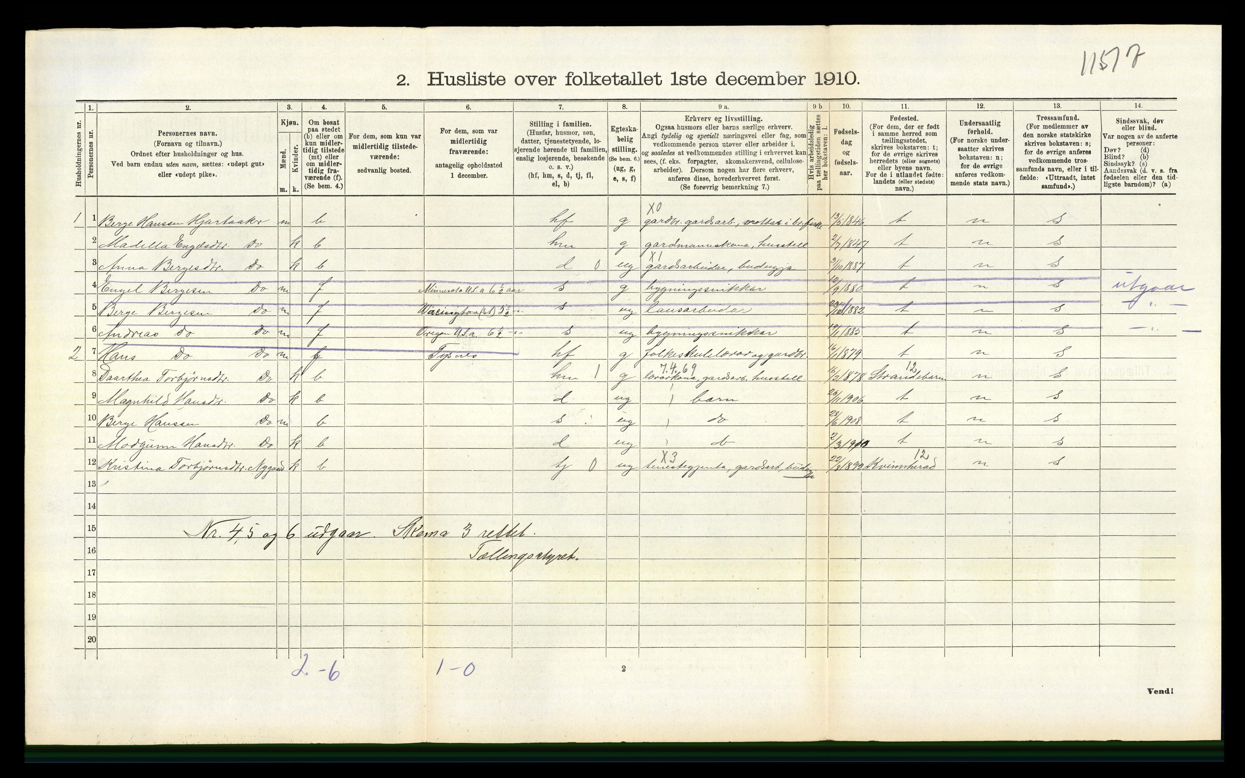 RA, 1910 census for Strandvik, 1910, p. 606