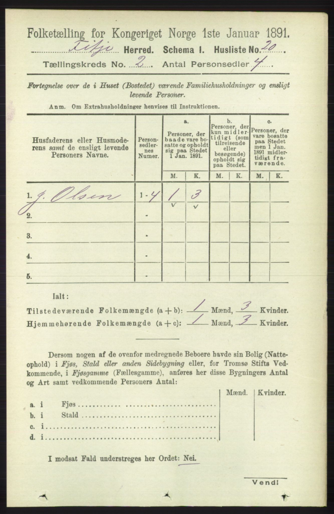 RA, 1891 census for 1222 Fitjar, 1891, p. 598