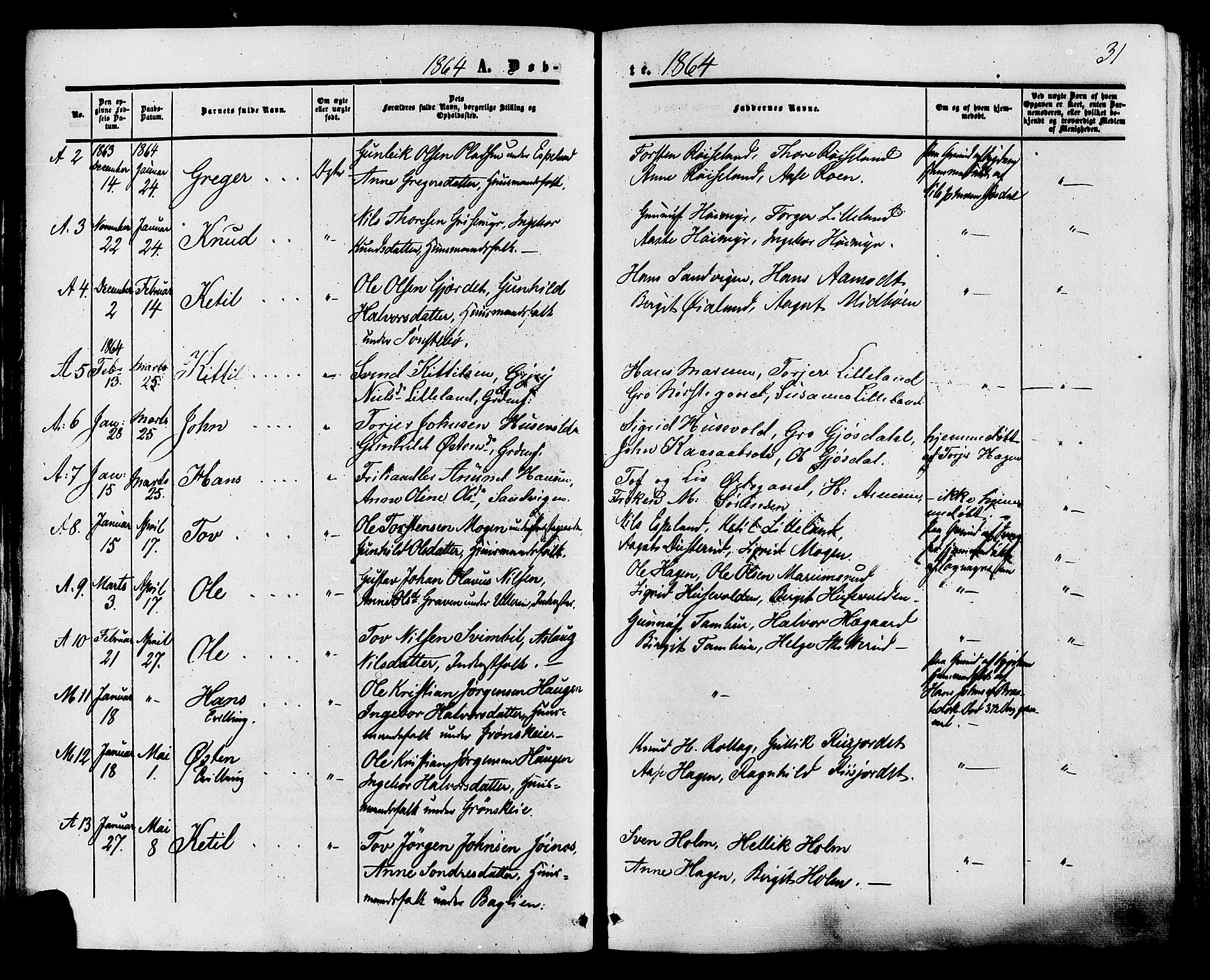 Tinn kirkebøker, SAKO/A-308/F/Fa/L0006: Parish register (official) no. I 6, 1857-1878, p. 31