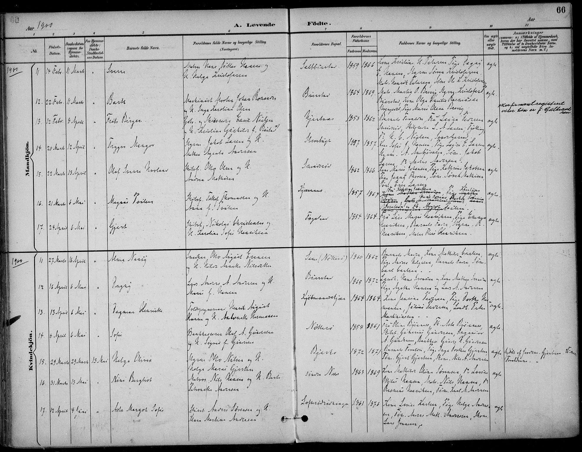 Nøtterøy kirkebøker, AV/SAKO-A-354/F/Fa/L0009: Parish register (official) no. I 9, 1894-1907, p. 66