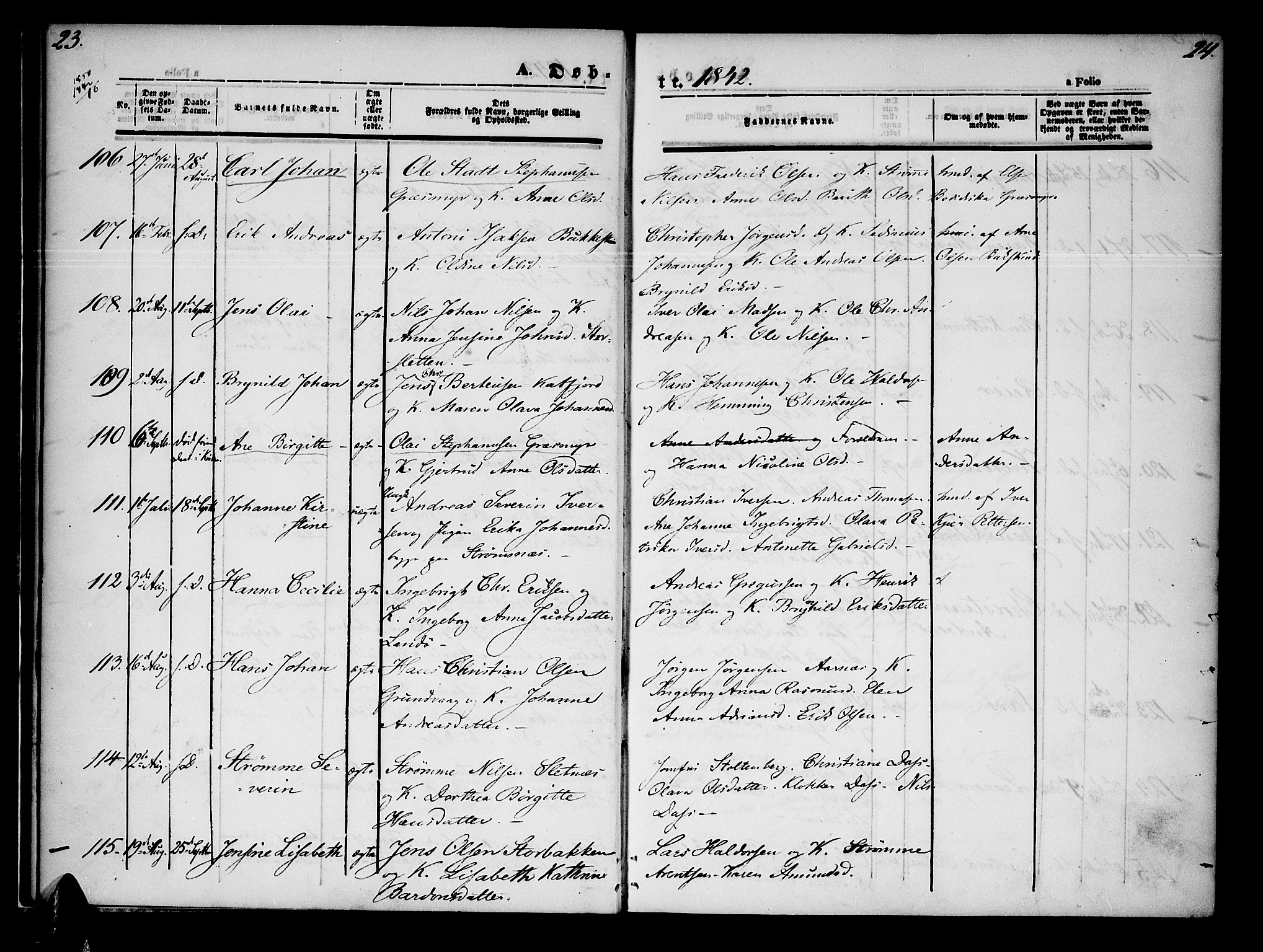 Lenvik sokneprestembete, SATØ/S-1310/H/Ha/Haa/L0005kirke: Parish register (official) no. 5, 1842-1844, p. 23-24