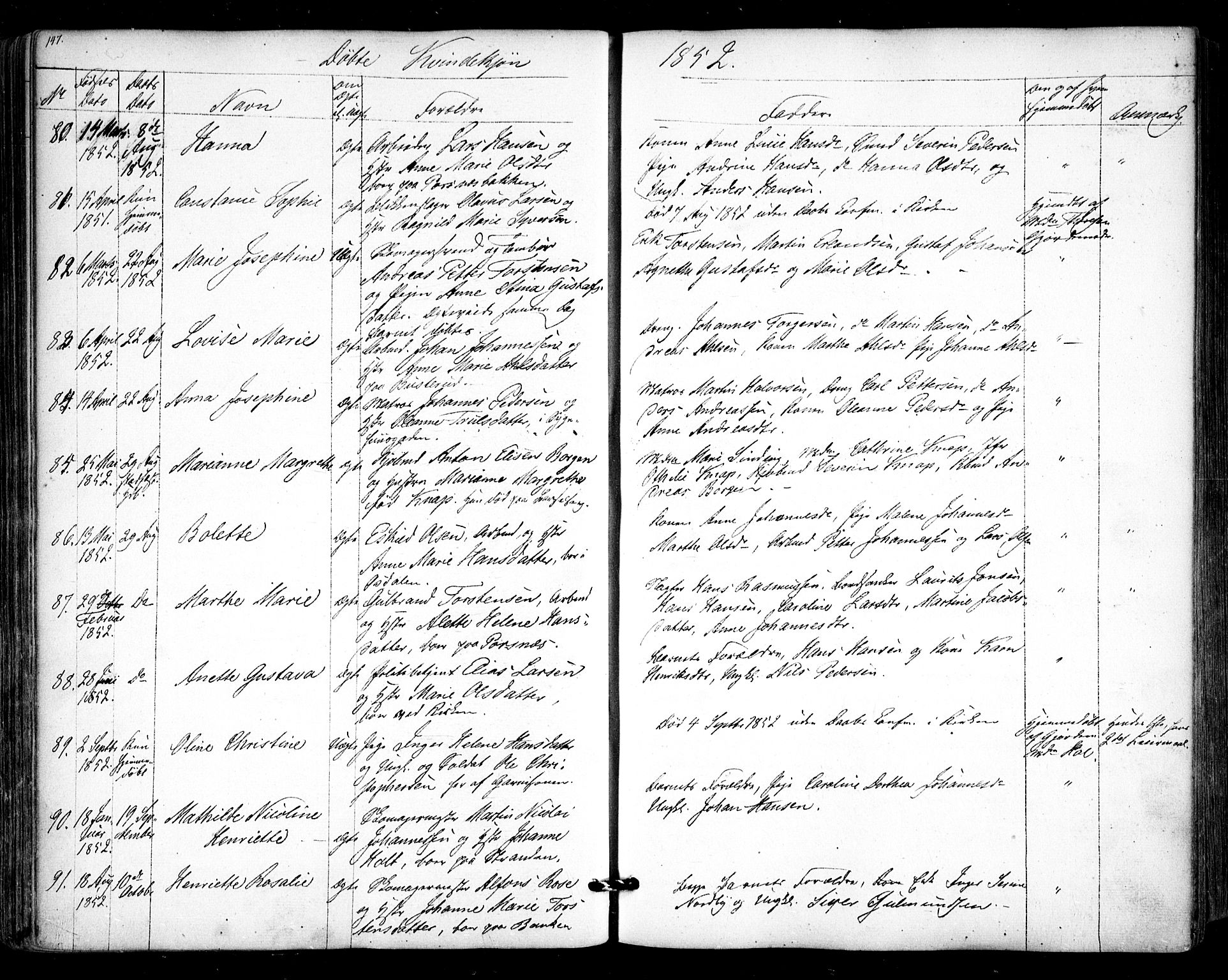 Halden prestekontor Kirkebøker, AV/SAO-A-10909/F/Fa/L0006: Parish register (official) no. I 6, 1845-1856, p. 147