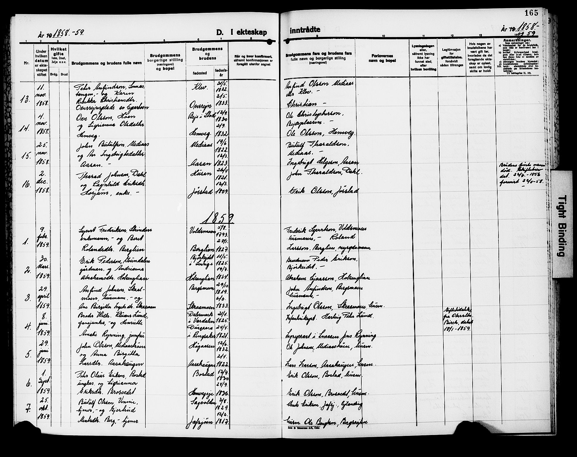 Ministerialprotokoller, klokkerbøker og fødselsregistre - Nord-Trøndelag, AV/SAT-A-1458/749/L0485: Parish register (official) no. 749D01, 1857-1872, p. 165