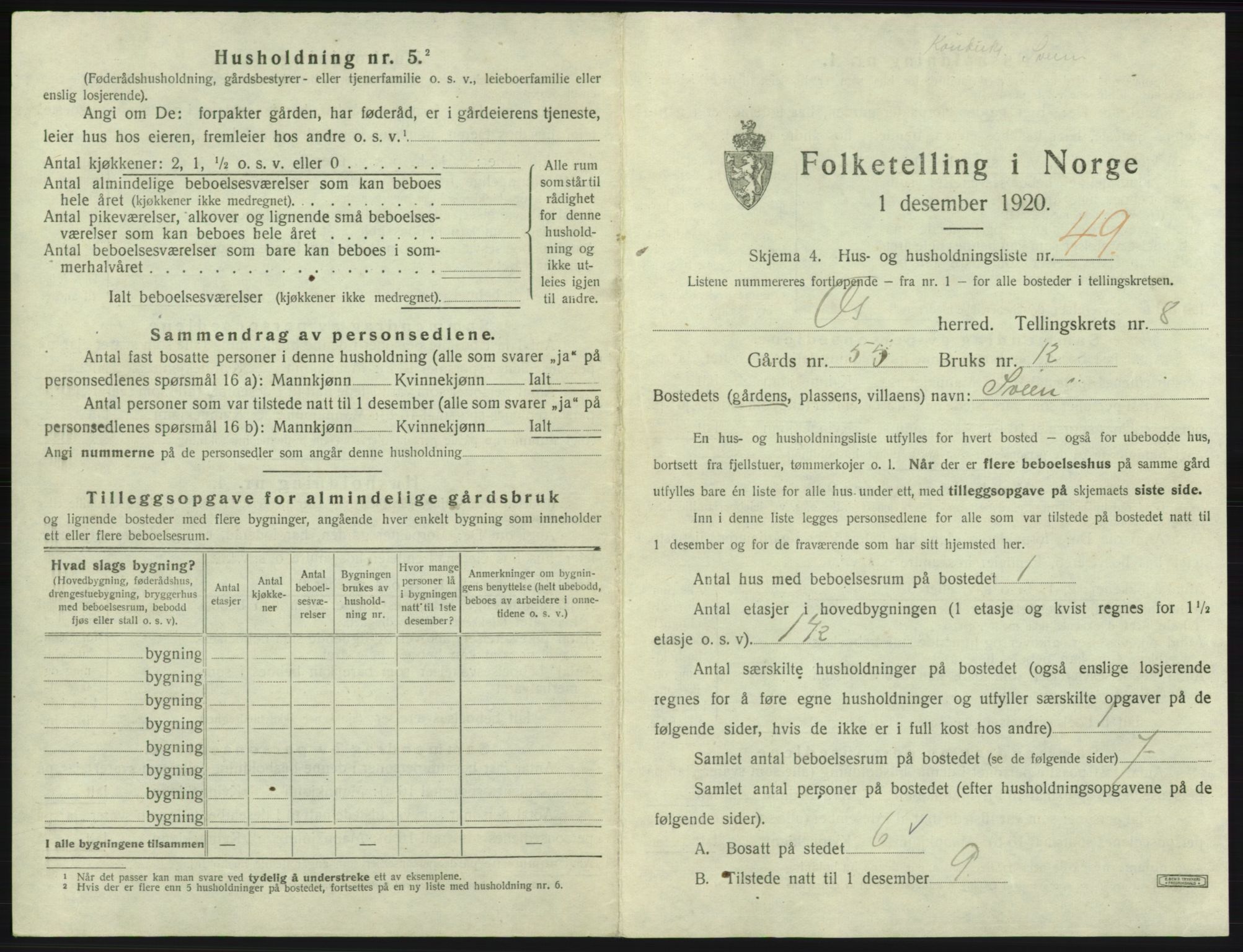 SAB, 1920 census for Os, 1920, p. 919