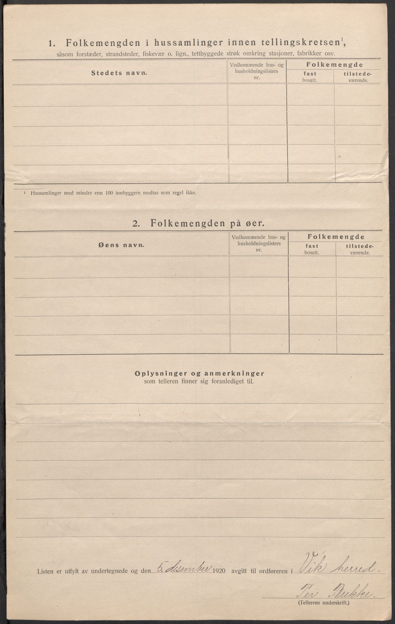 SAB, 1920 census for Vik, 1920, p. 32