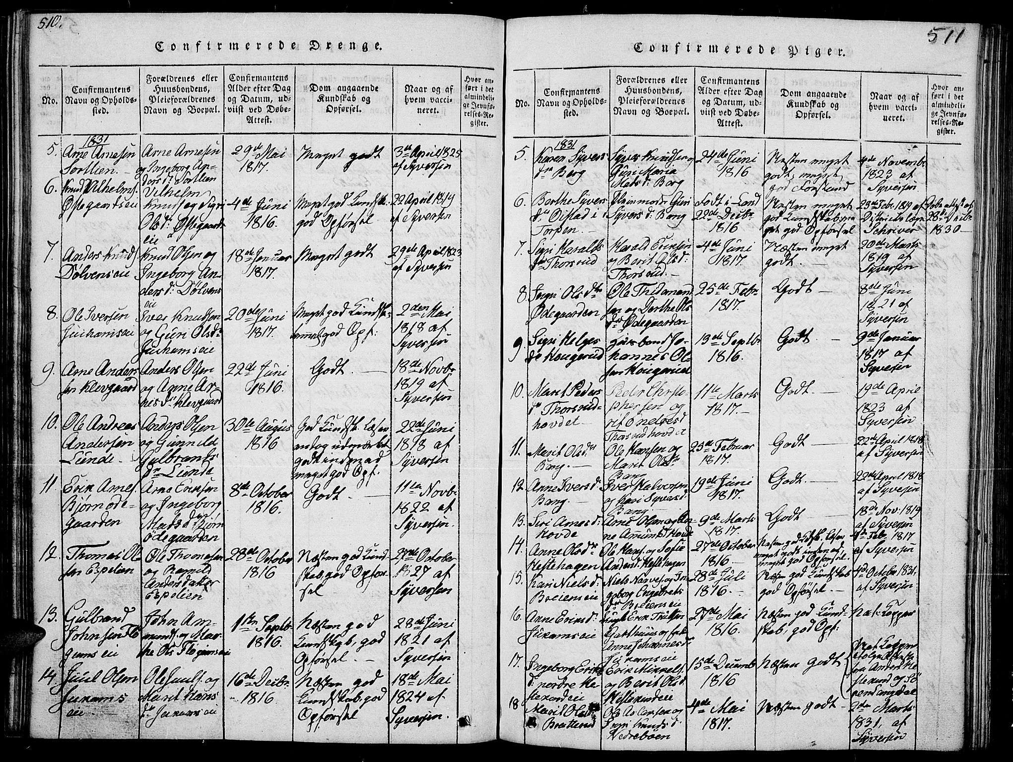 Sør-Aurdal prestekontor, SAH/PREST-128/H/Ha/Hab/L0002: Parish register (copy) no. 2, 1826-1840, p. 510-511