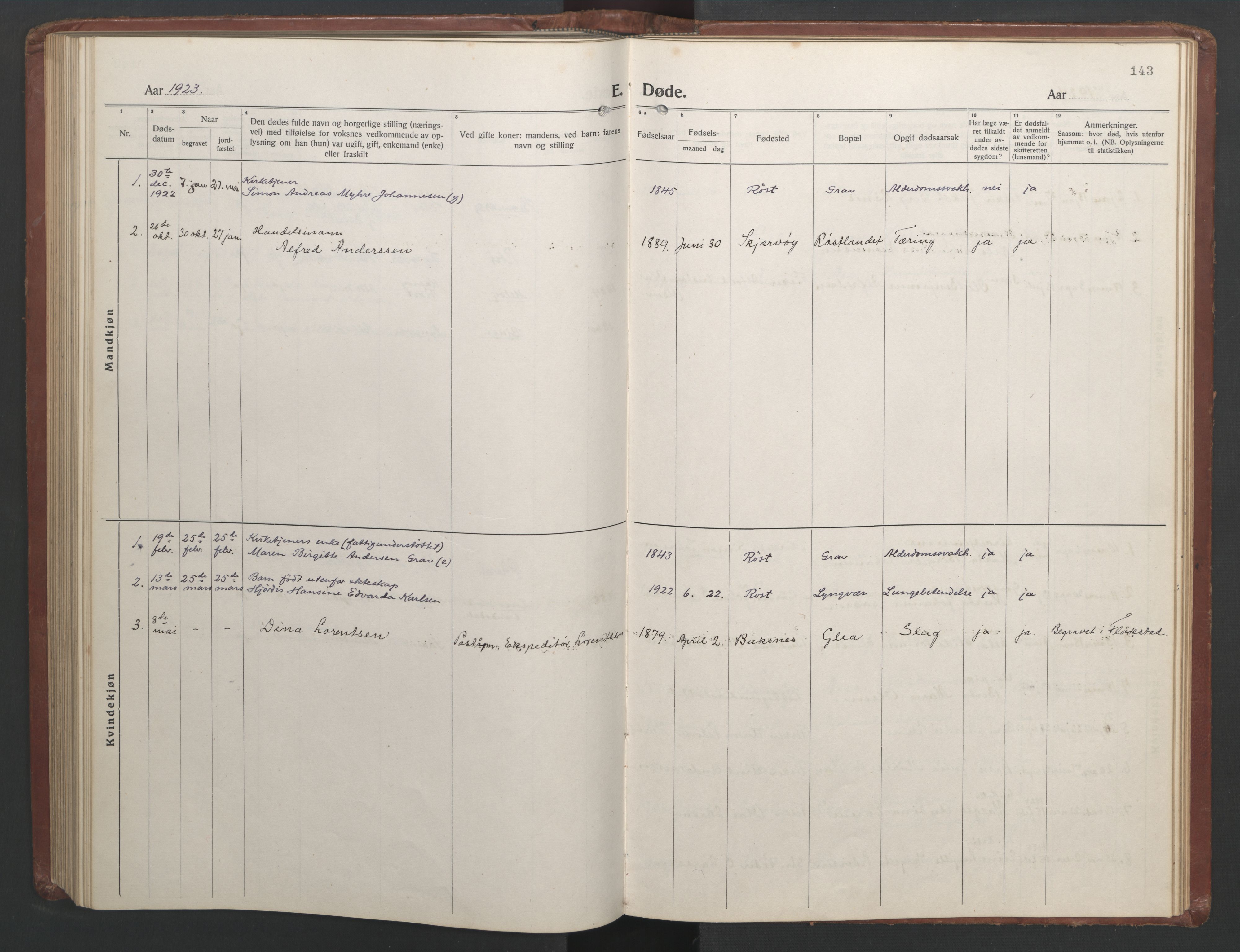 Ministerialprotokoller, klokkerbøker og fødselsregistre - Nordland, SAT/A-1459/808/L0132: Parish register (copy) no. 808C03, 1920-1946, p. 143
