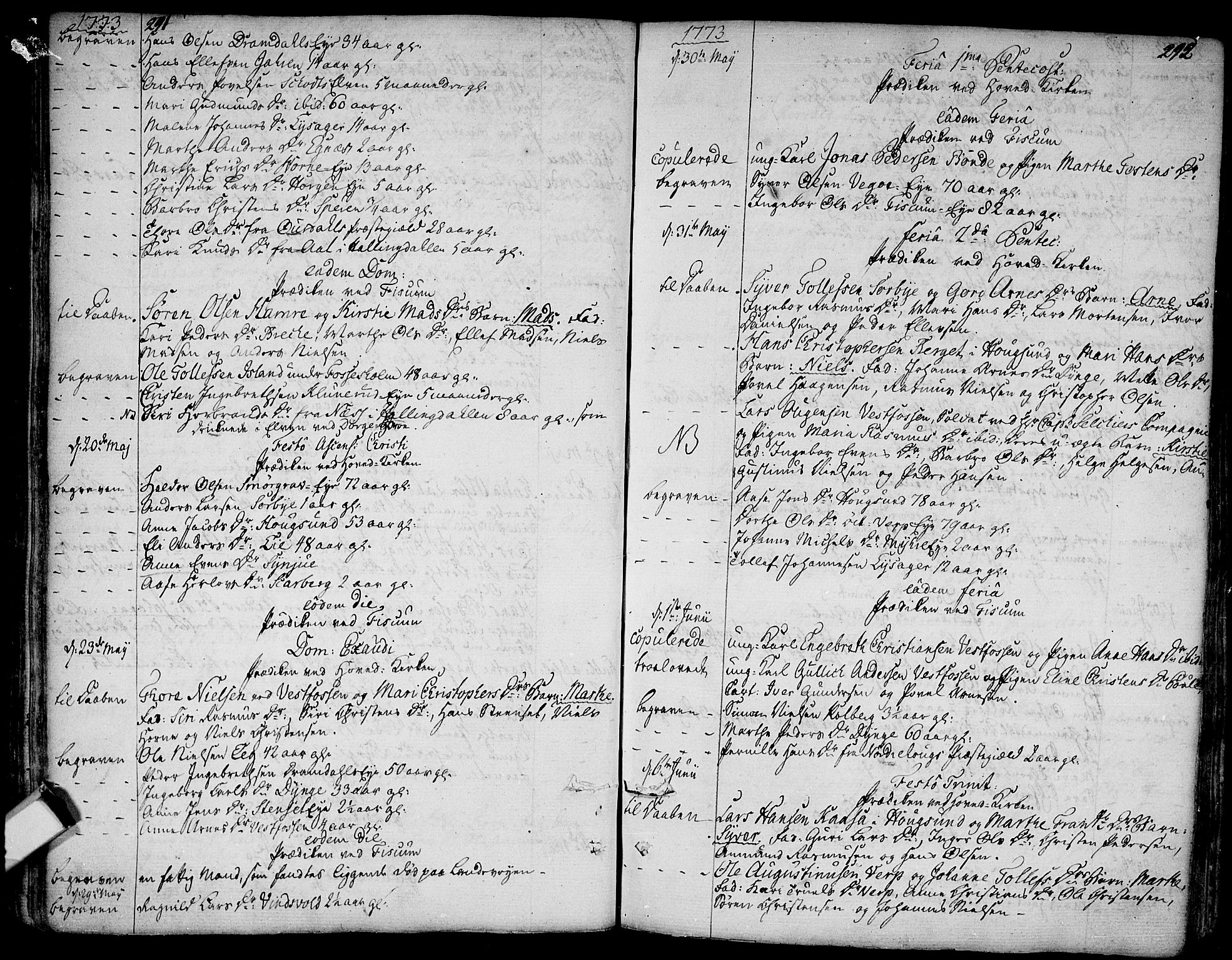 Eiker kirkebøker, SAKO/A-4/F/Fa/L0008: Parish register (official) no. I 8, 1764-1788, p. 291-292