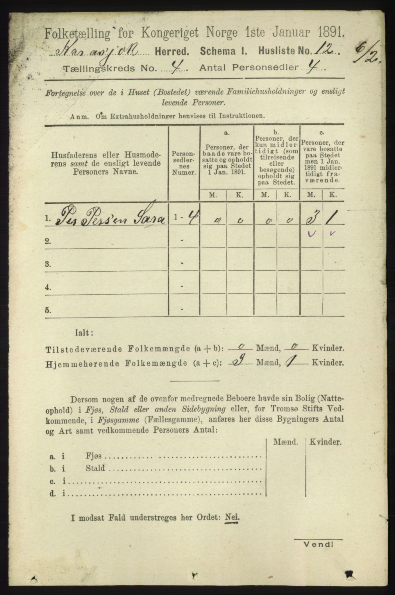 RA, 1891 census for 2021 Karasjok, 1891, p. 686