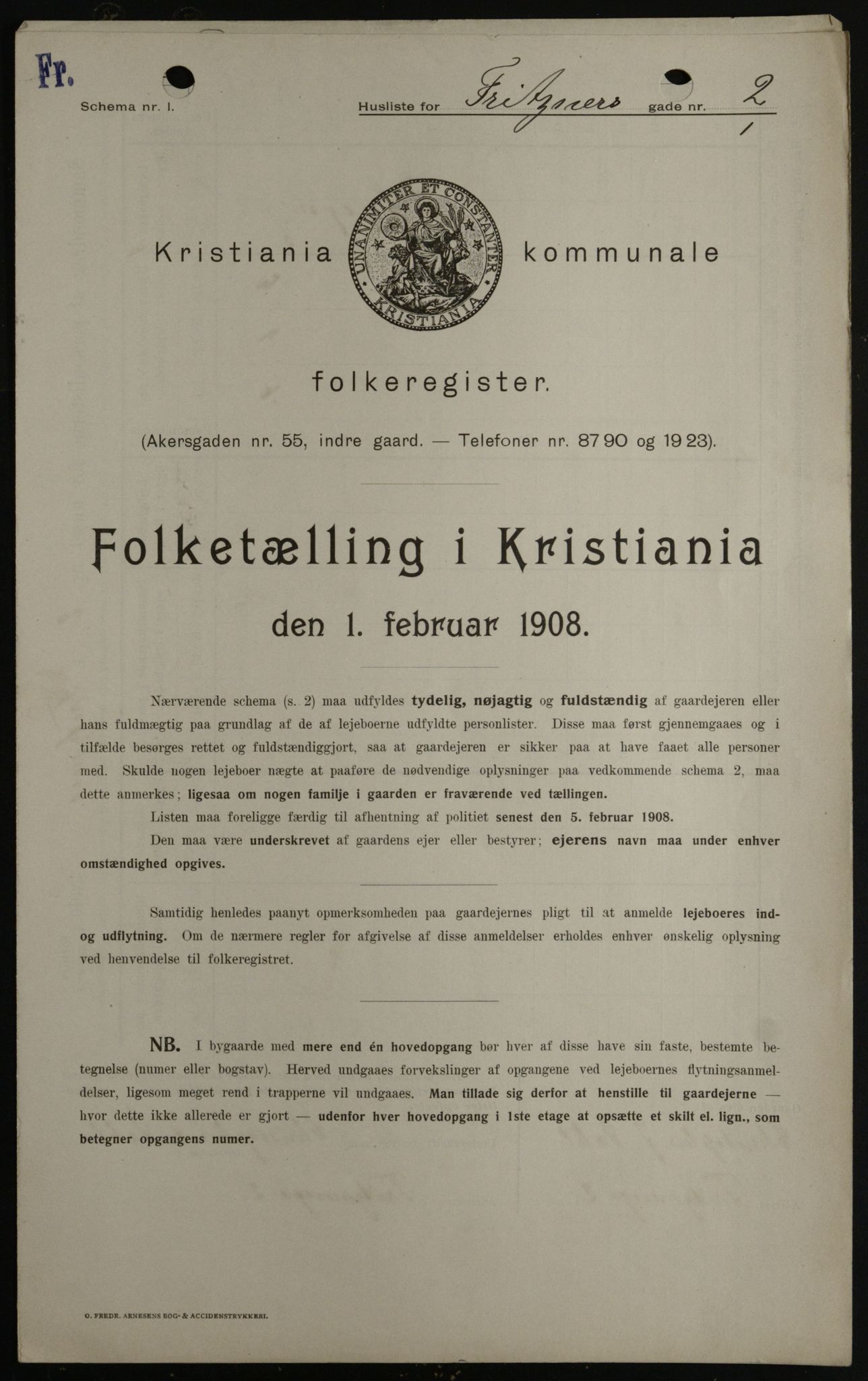 OBA, Municipal Census 1908 for Kristiania, 1908, p. 24415