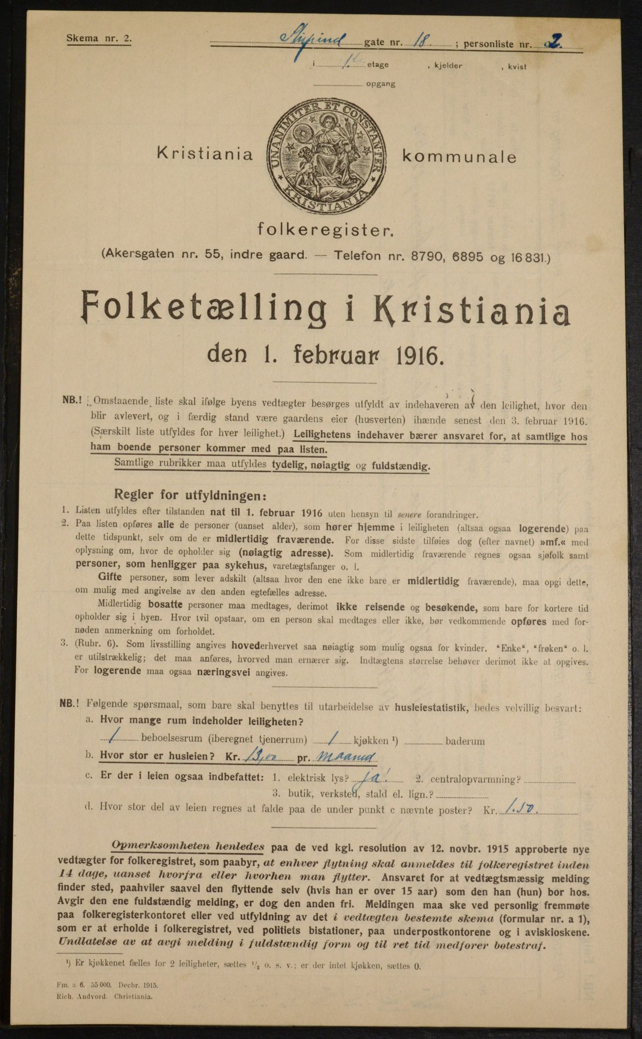 OBA, Municipal Census 1916 for Kristiania, 1916, p. 107375