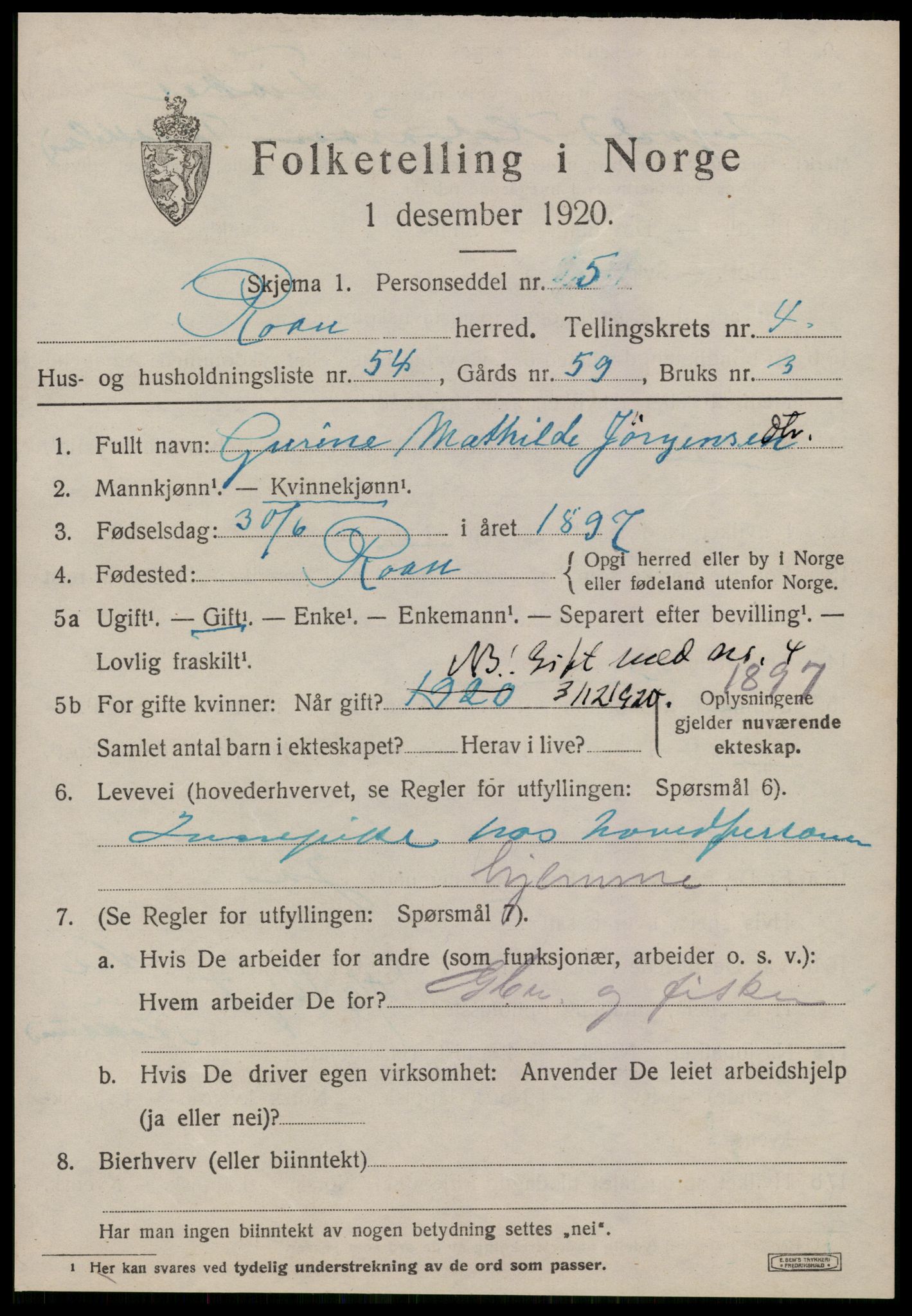 SAT, 1920 census for Roan, 1920, p. 3463