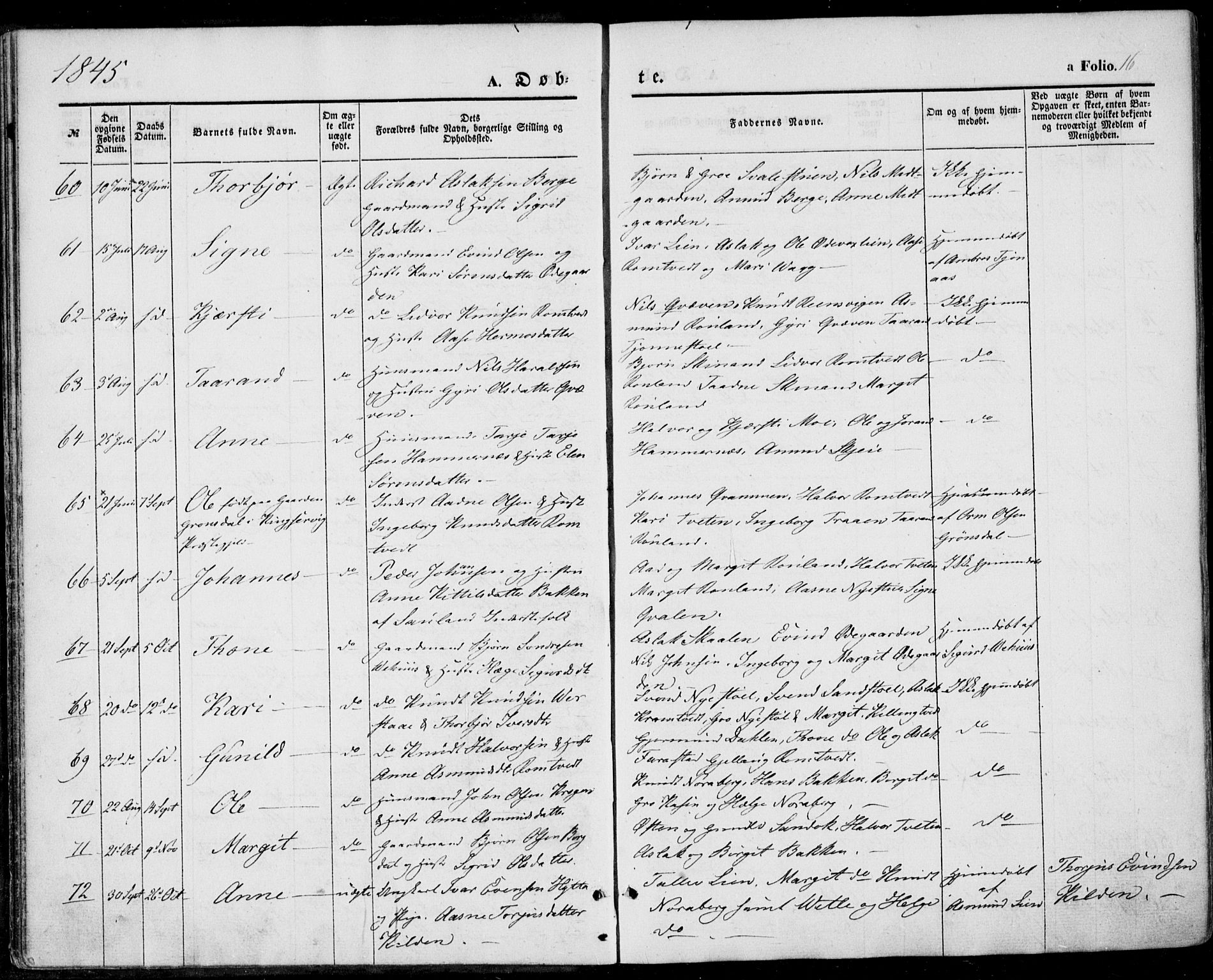 Vinje kirkebøker, AV/SAKO-A-312/F/Fa/L0004: Parish register (official) no. I 4, 1843-1869, p. 16