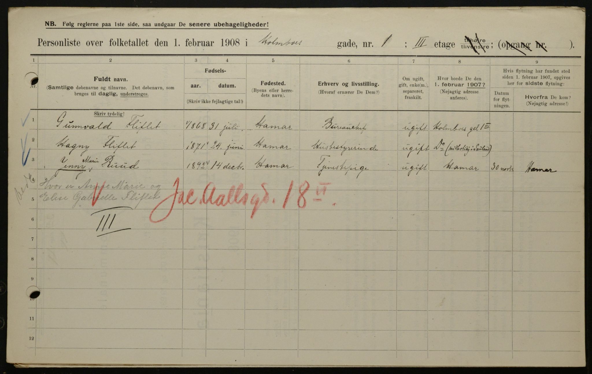 OBA, Municipal Census 1908 for Kristiania, 1908, p. 36675