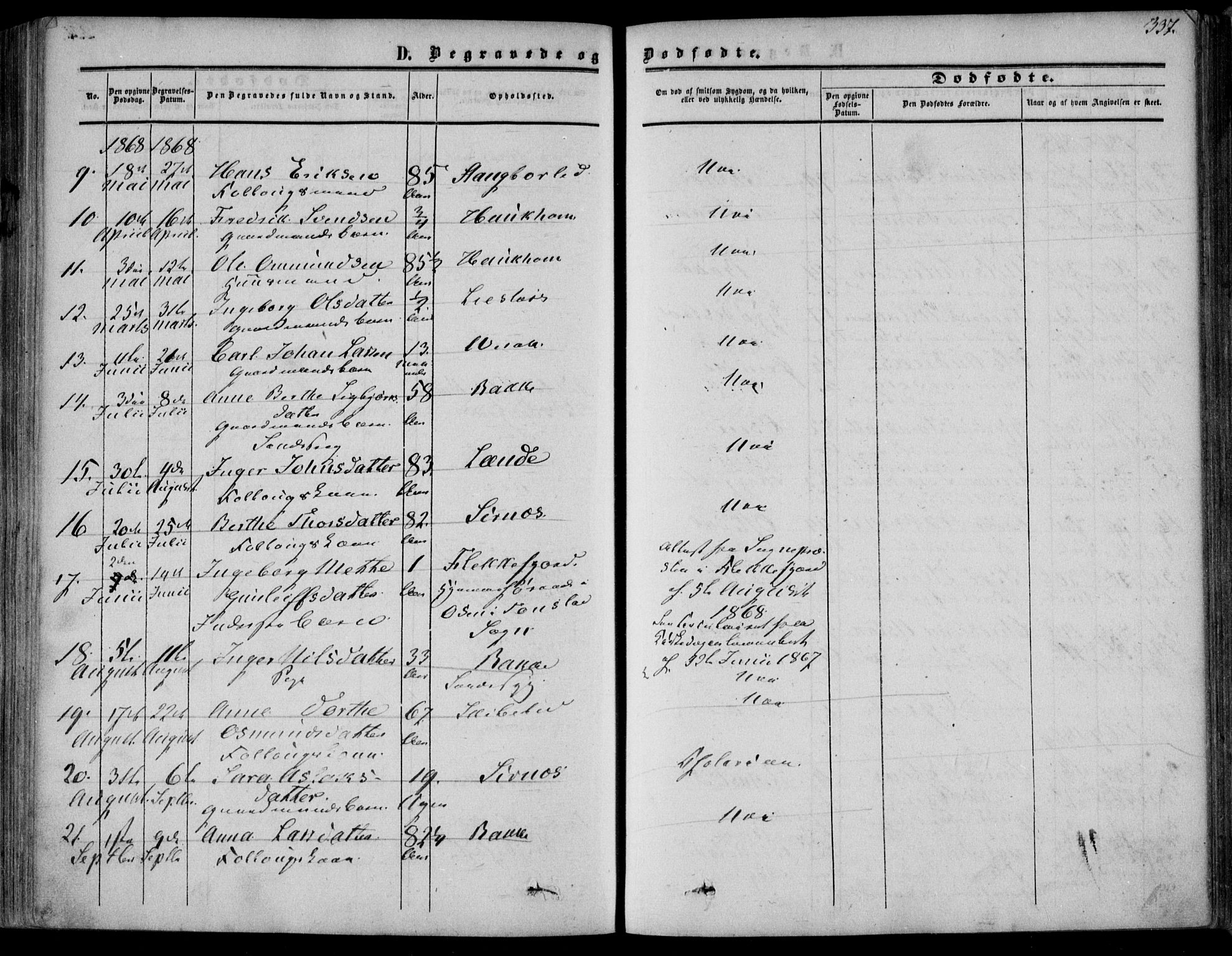 Bakke sokneprestkontor, AV/SAK-1111-0002/F/Fa/Faa/L0006: Parish register (official) no. A 6, 1855-1877, p. 337